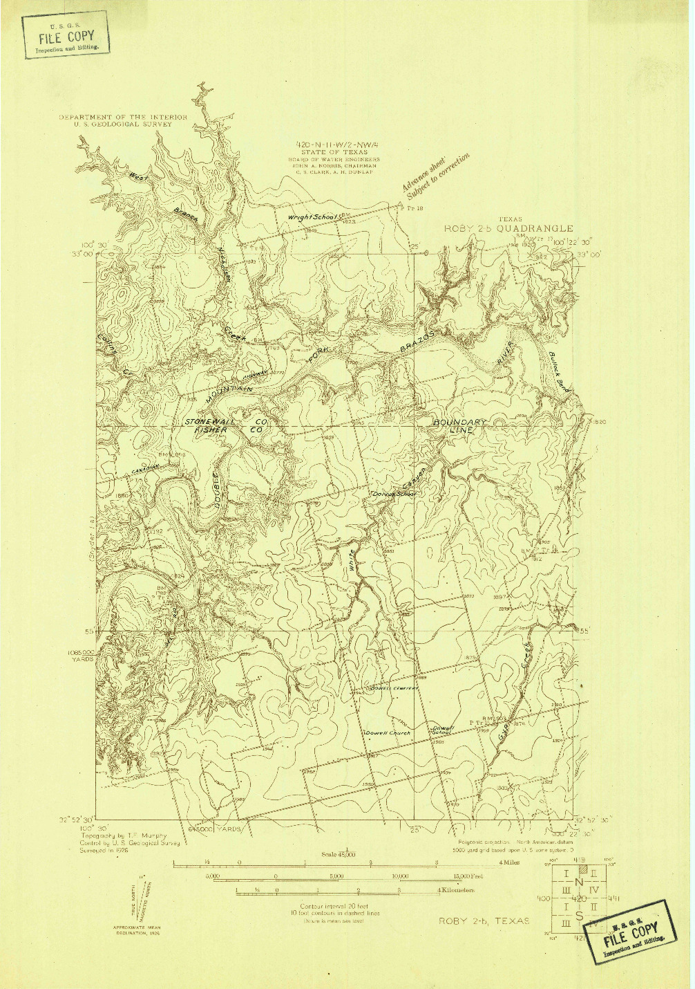 USGS 1:48000-SCALE QUADRANGLE FOR ROBY 2-B, TX 1926