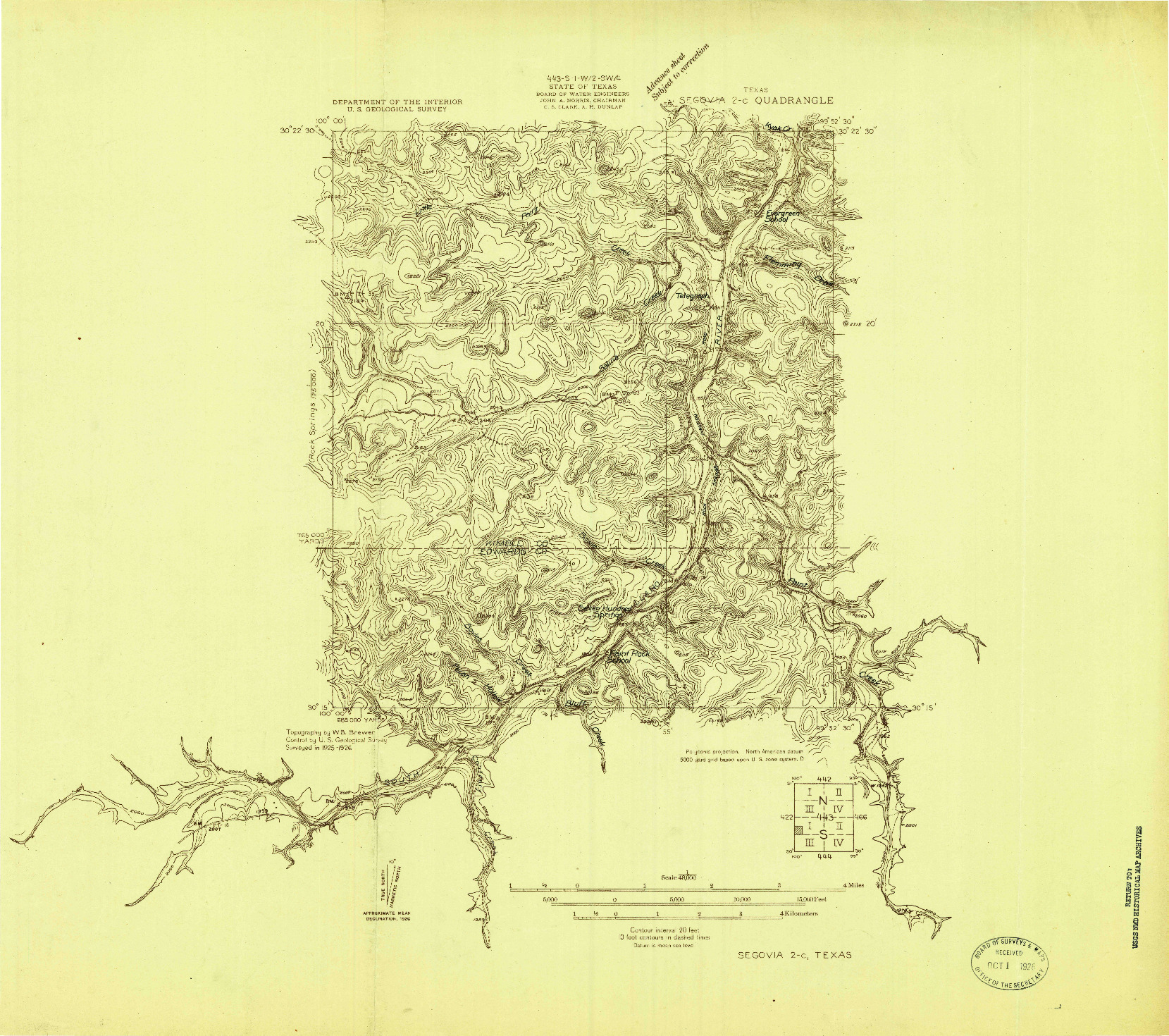 USGS 1:48000-SCALE QUADRANGLE FOR SEGOVIA 2-C, TX 1926