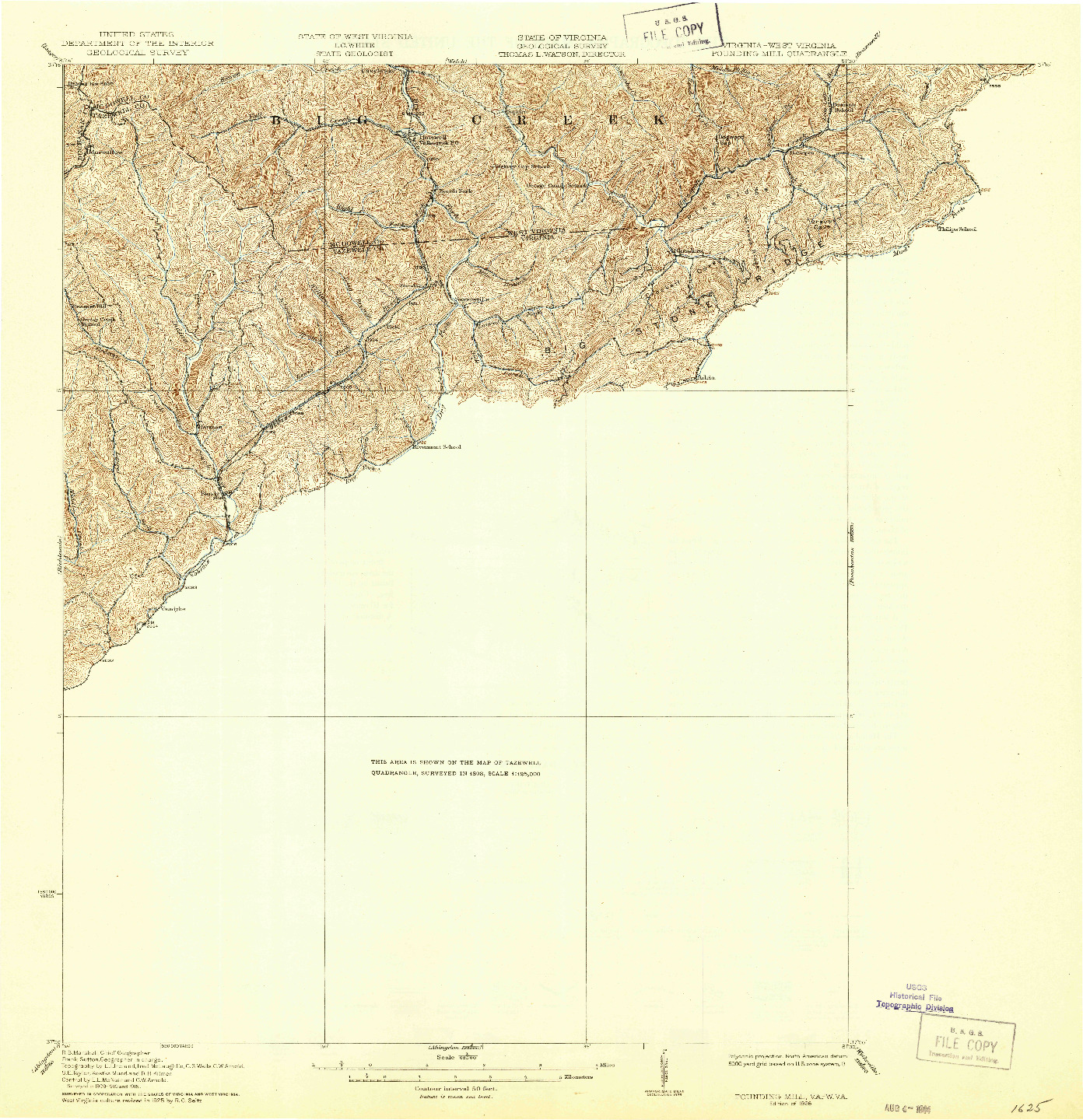 USGS 1:62500-SCALE QUADRANGLE FOR POUNDING MILL, VA 1926
