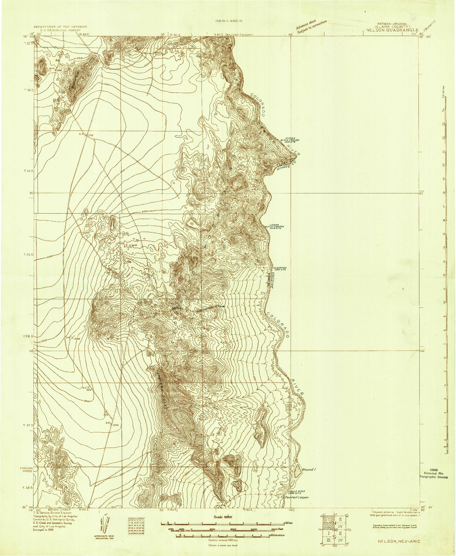 USGS 1:96000-SCALE QUADRANGLE FOR NELSON, NV 1926