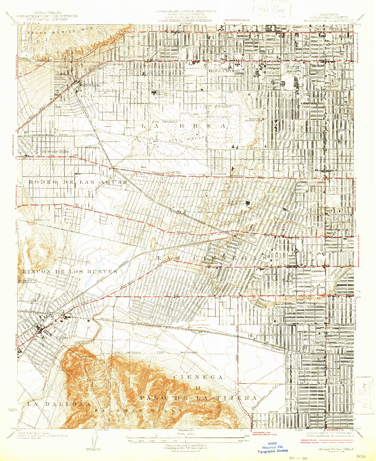 USGS 1:24000-SCALE QUADRANGLE FOR HOLLYWOOD, CA 1926