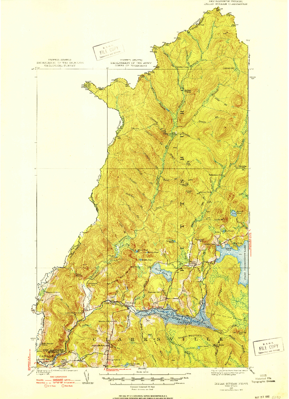 USGS 1:62500-SCALE QUADRANGLE FOR INDIAN STREAM, NH 1926