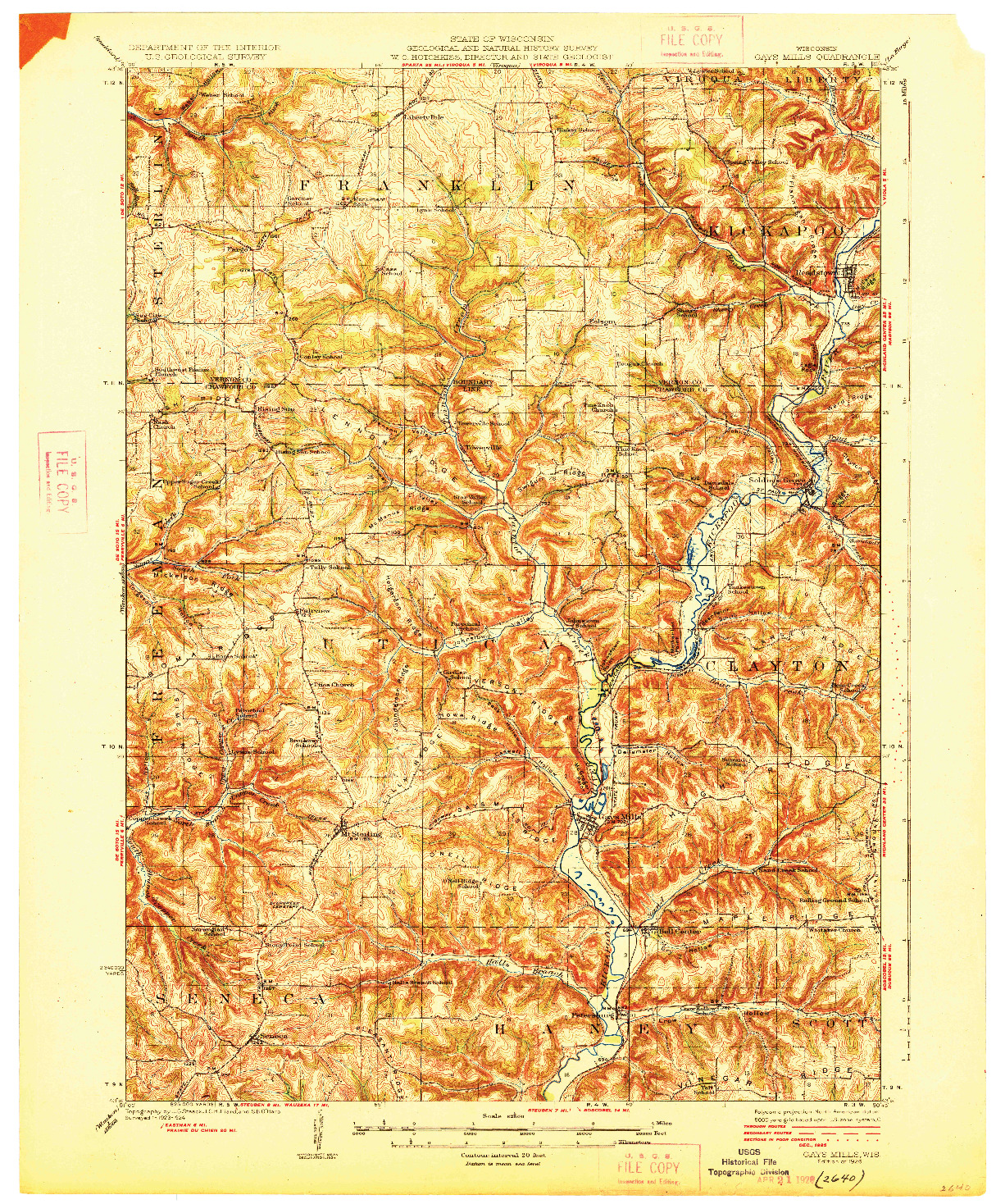 USGS 1:62500-SCALE QUADRANGLE FOR GAYS MILLS, WI 1926