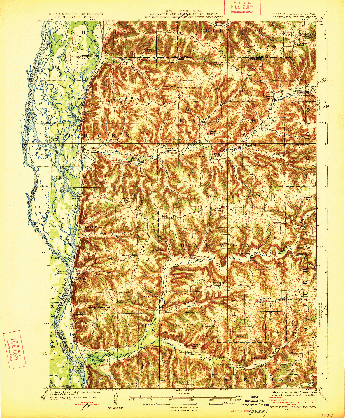 USGS 1:62500-SCALE QUADRANGLE FOR STODDARD, WI 1926
