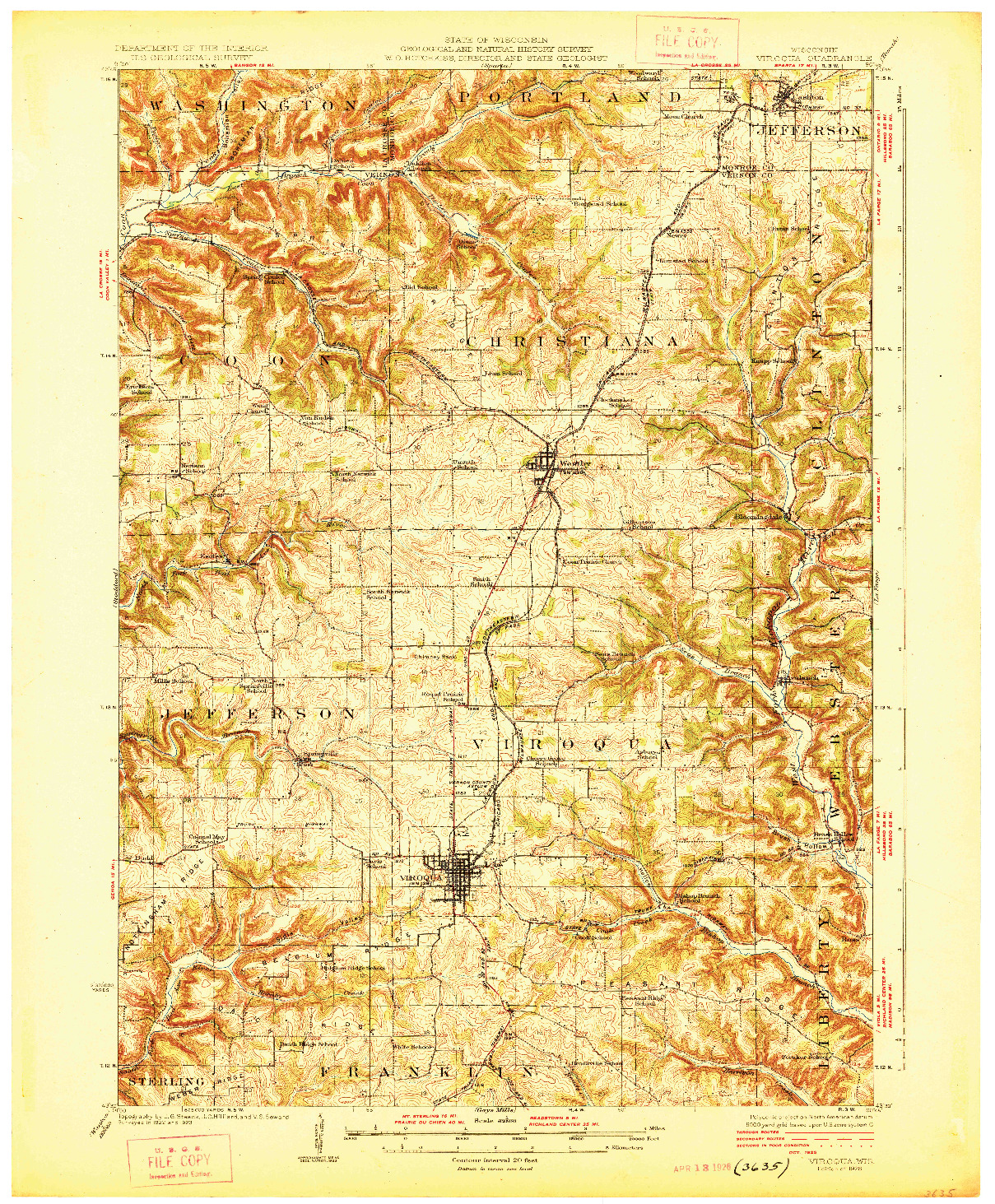 USGS 1:62500-SCALE QUADRANGLE FOR VIROQUA, WI 1926
