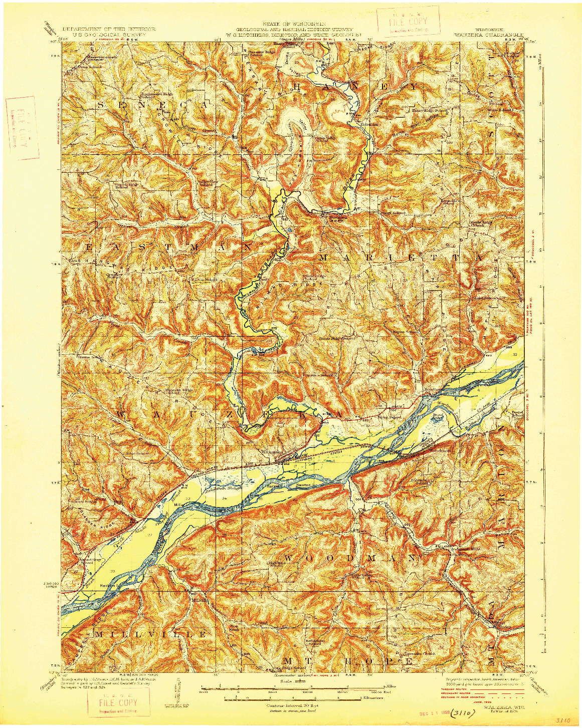 USGS 1:62500-SCALE QUADRANGLE FOR WAUZEKA, WI 1926