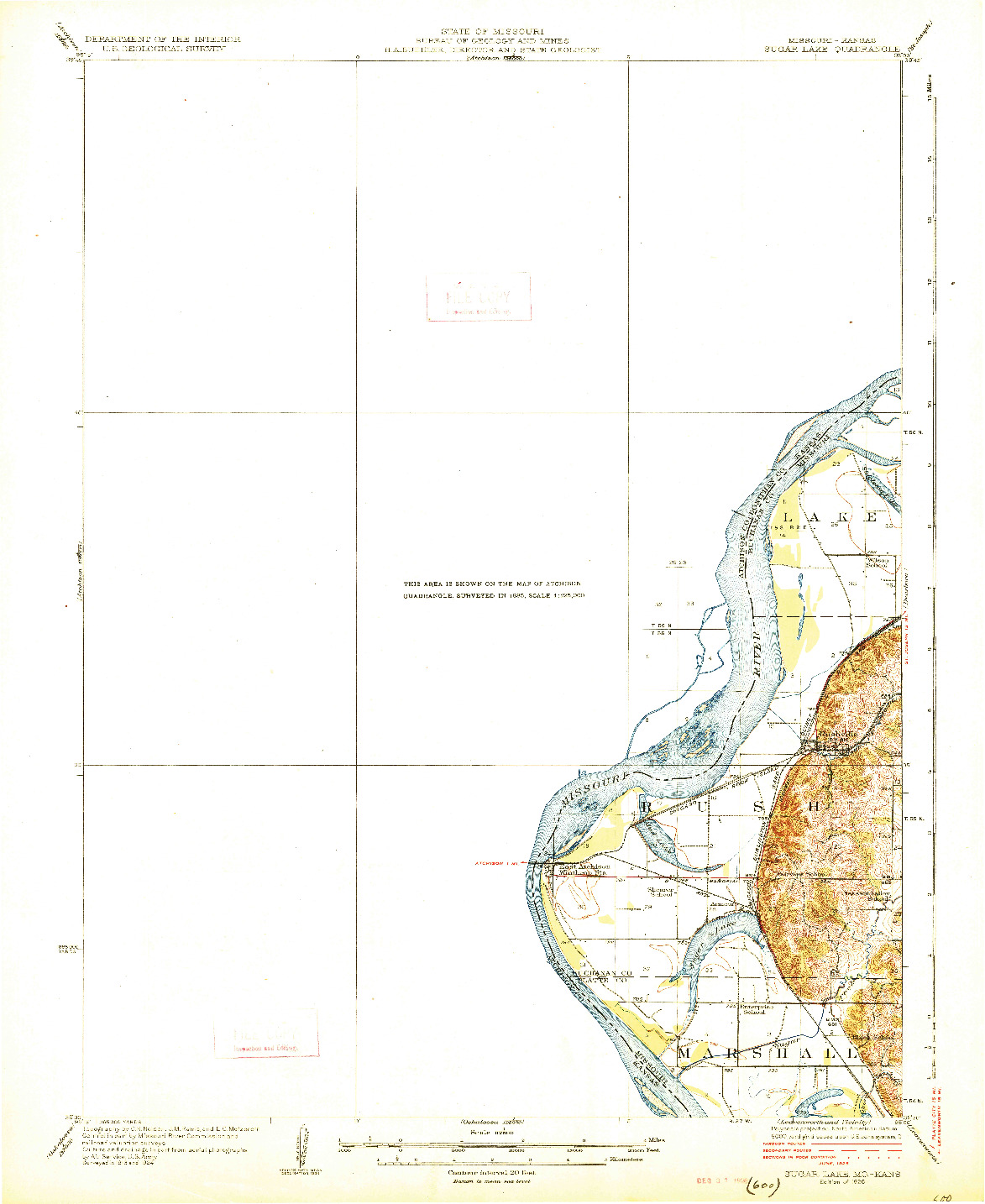 USGS 1:62500-SCALE QUADRANGLE FOR SUGAR LAKE, MO 1926