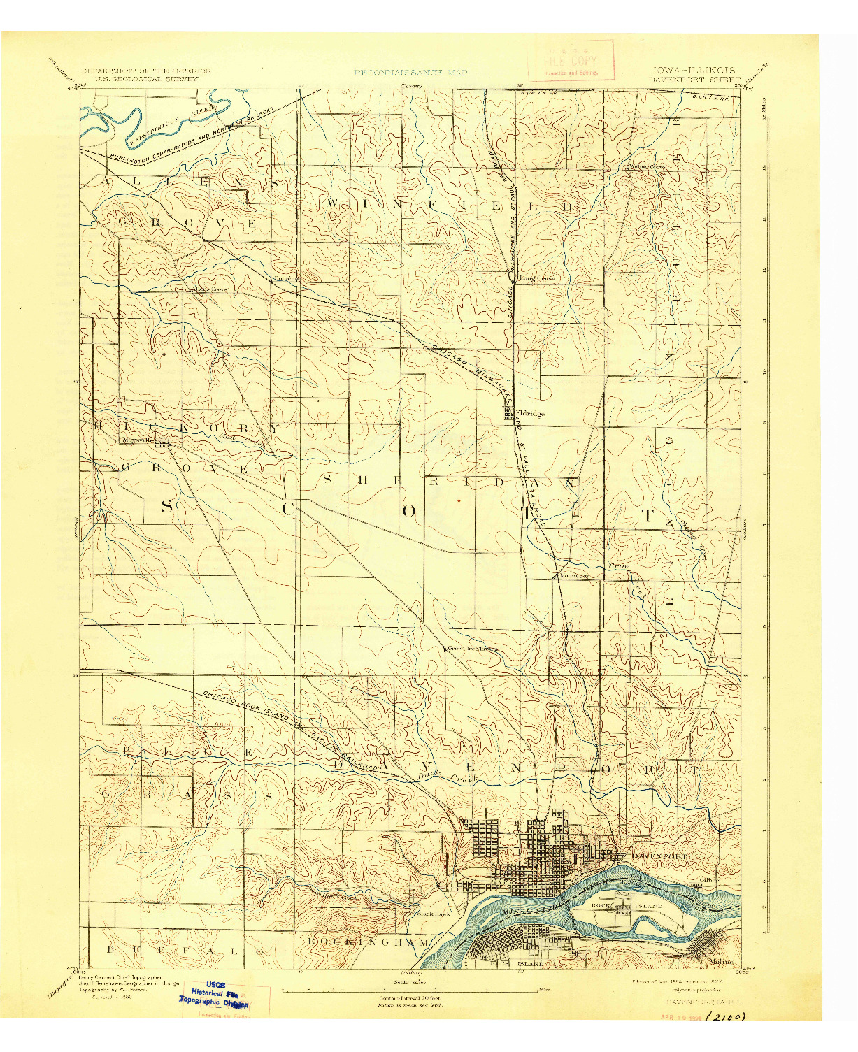 USGS 1:62500-SCALE QUADRANGLE FOR DAVENPORT, IA 1894