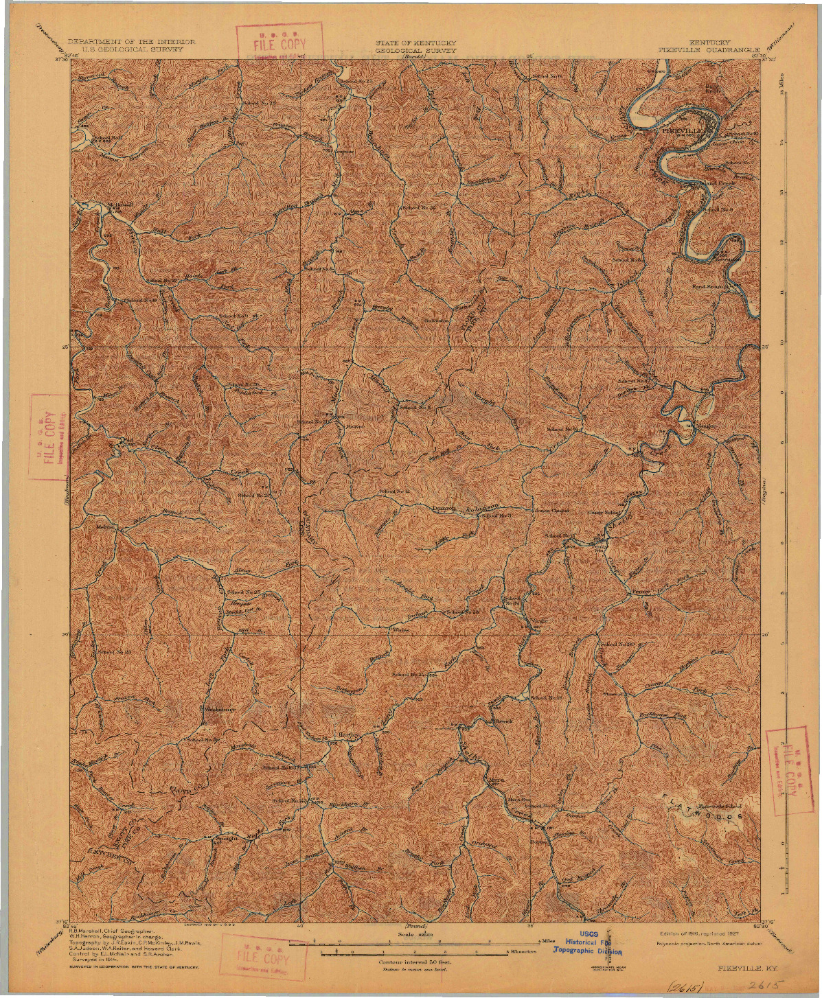 USGS 1:62500-SCALE QUADRANGLE FOR PIKEVILLE, KY 1916