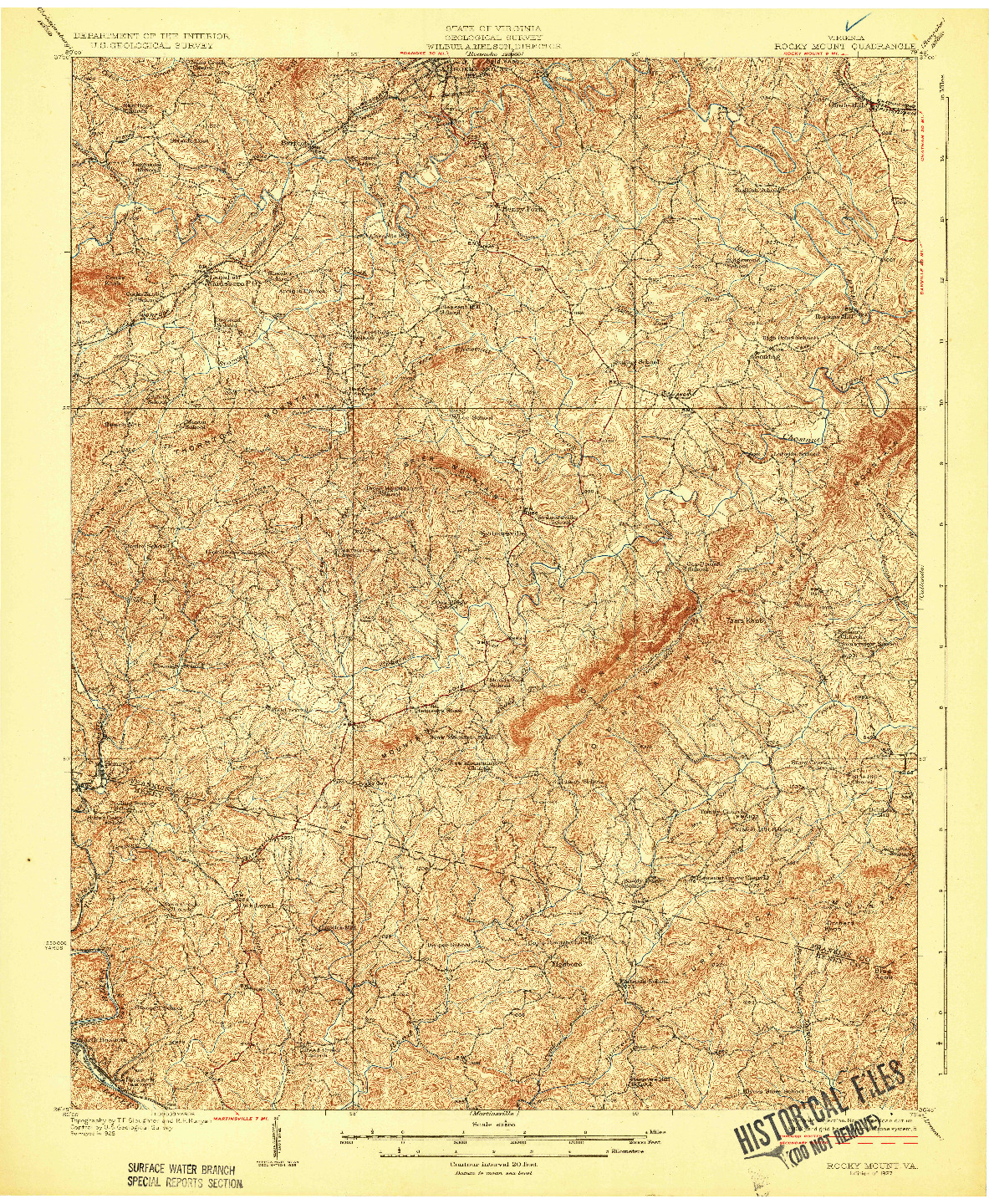 USGS 1:62500-SCALE QUADRANGLE FOR ROCKY MOUNT, VA 1927