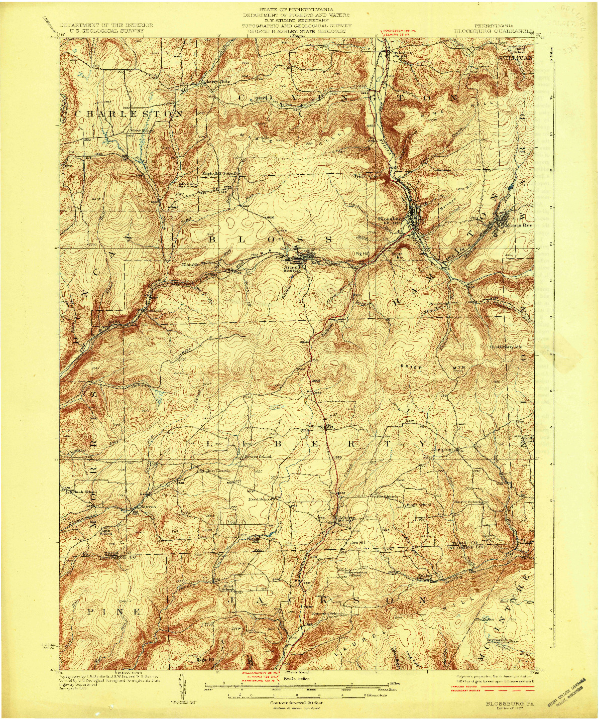 USGS 1:62500-SCALE QUADRANGLE FOR BLOSSBURG, PA 1927