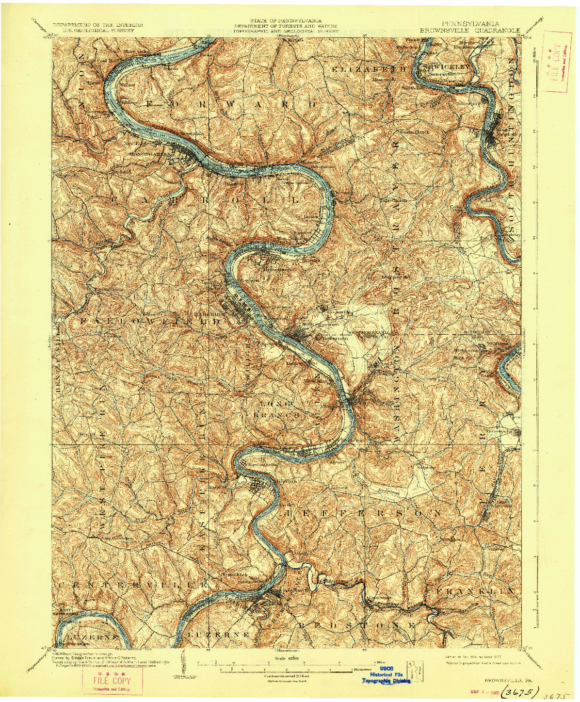 USGS 1:62500-SCALE QUADRANGLE FOR BROWNSVILLE, PA 1906