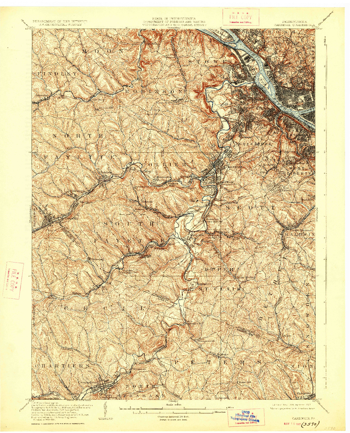 USGS 1:62500-SCALE QUADRANGLE FOR CARNEGIE, PA 1906