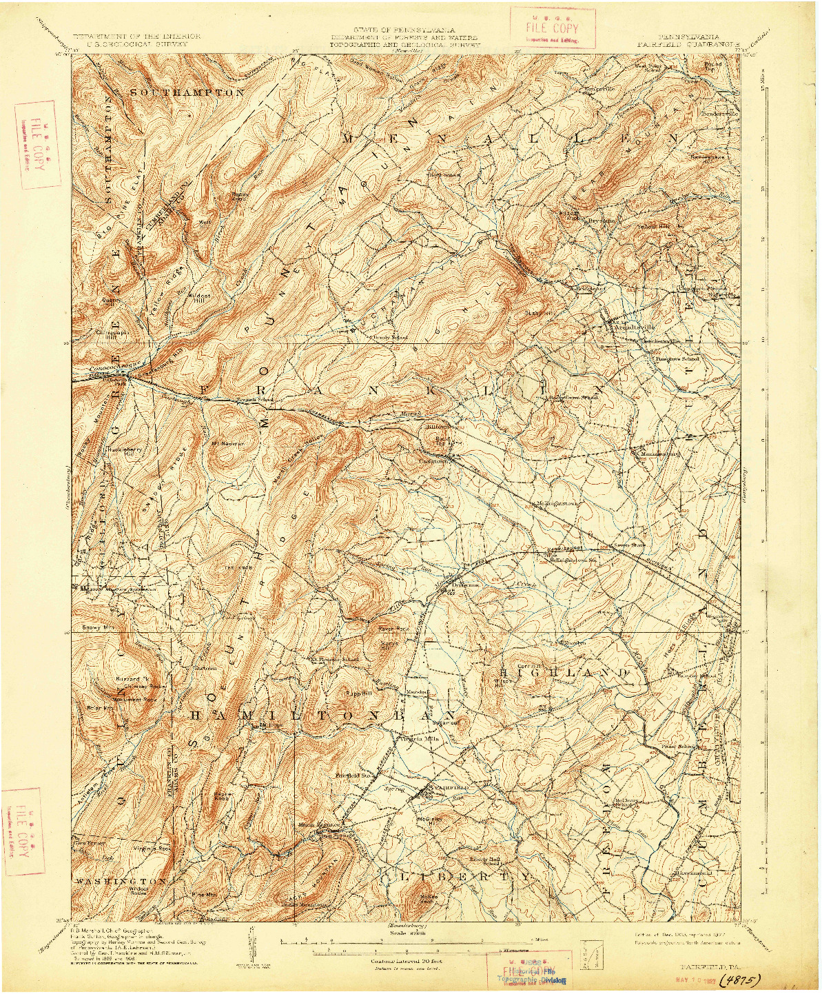 USGS 1:62500-SCALE QUADRANGLE FOR FAIRFIELD, PA 1909