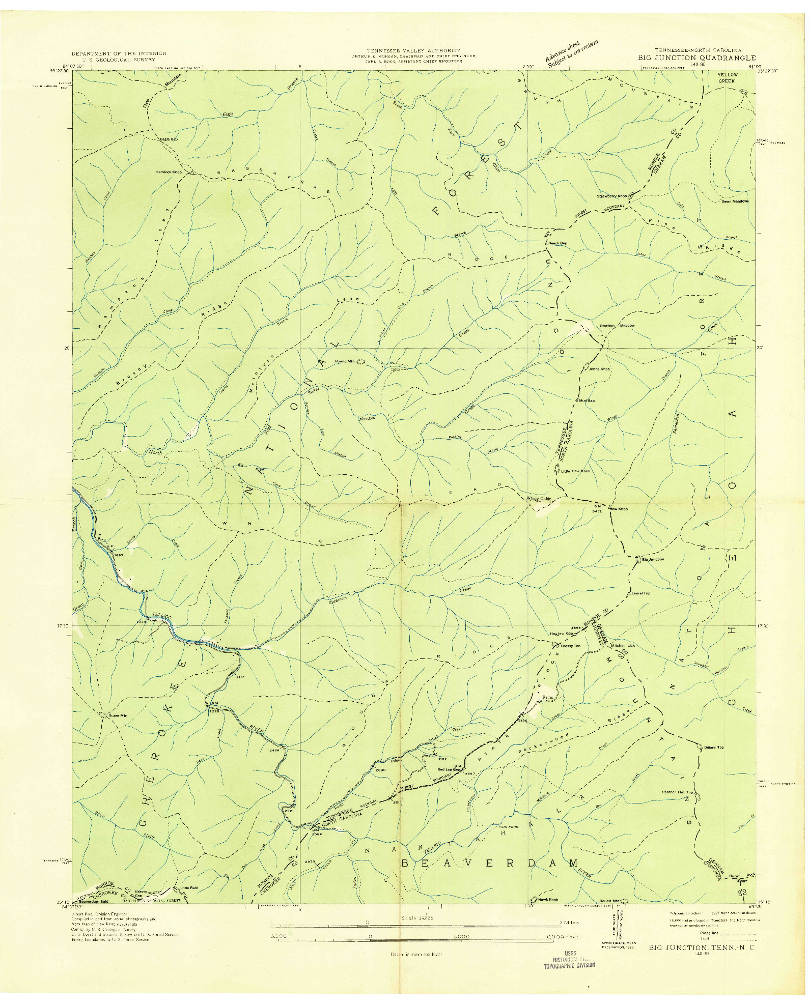 USGS 1:24000-SCALE QUADRANGLE FOR BIG JUNCTION, TN 1927