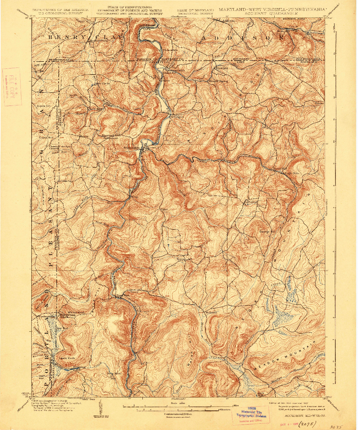 USGS 1:62500-SCALE QUADRANGLE FOR ACCIDENT, MD 1900