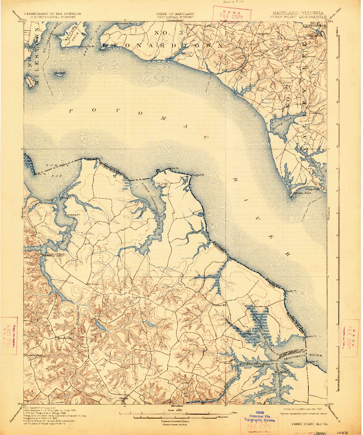 USGS 1:62500-SCALE QUADRANGLE FOR PINEY POINT, MD 1901