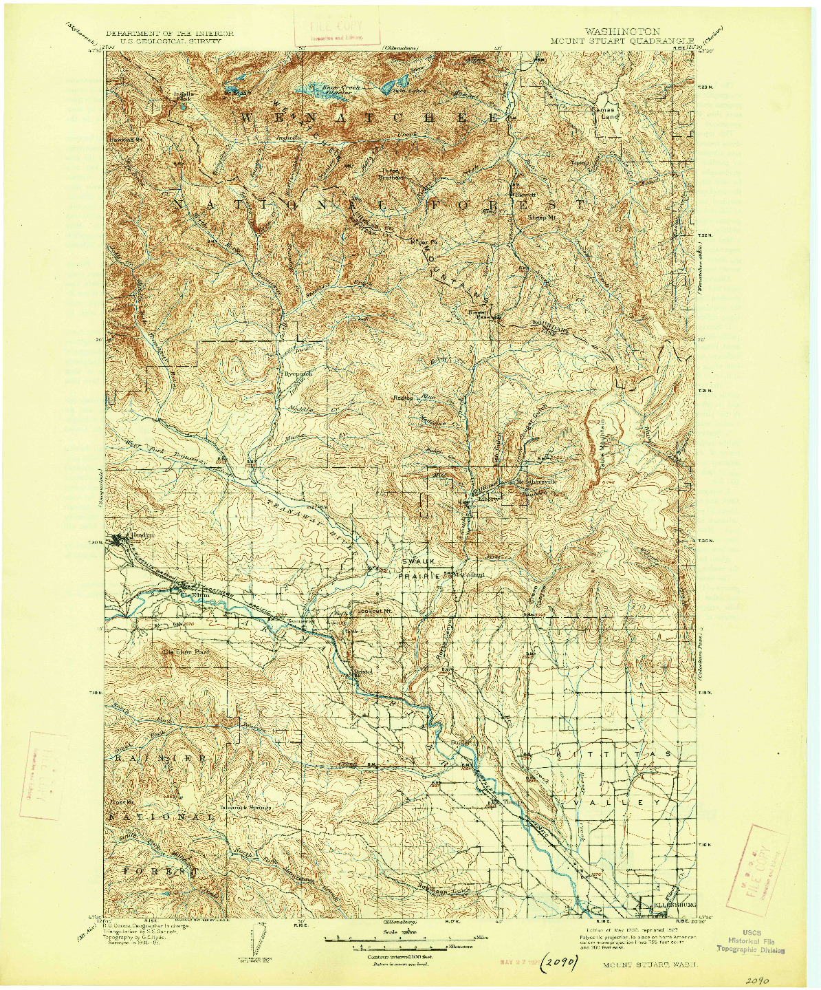 USGS 1:125000-SCALE QUADRANGLE FOR MT STUART, WA 1902
