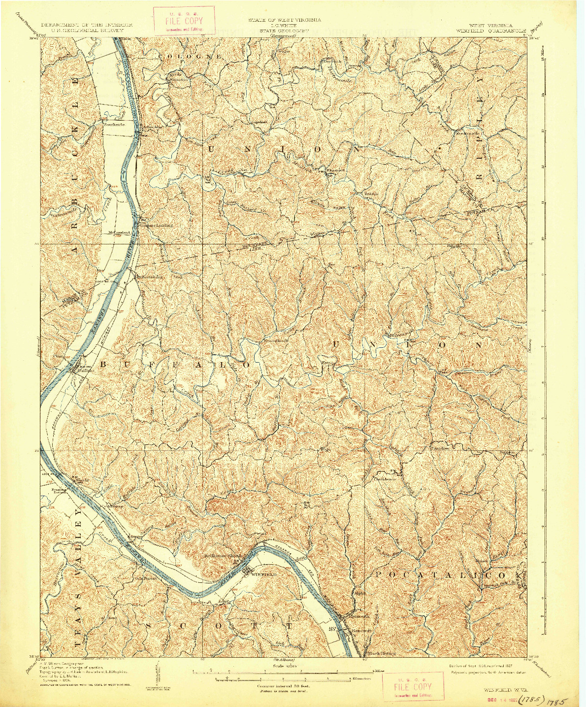 USGS 1:62500-SCALE QUADRANGLE FOR WINFIELD, WV 1908