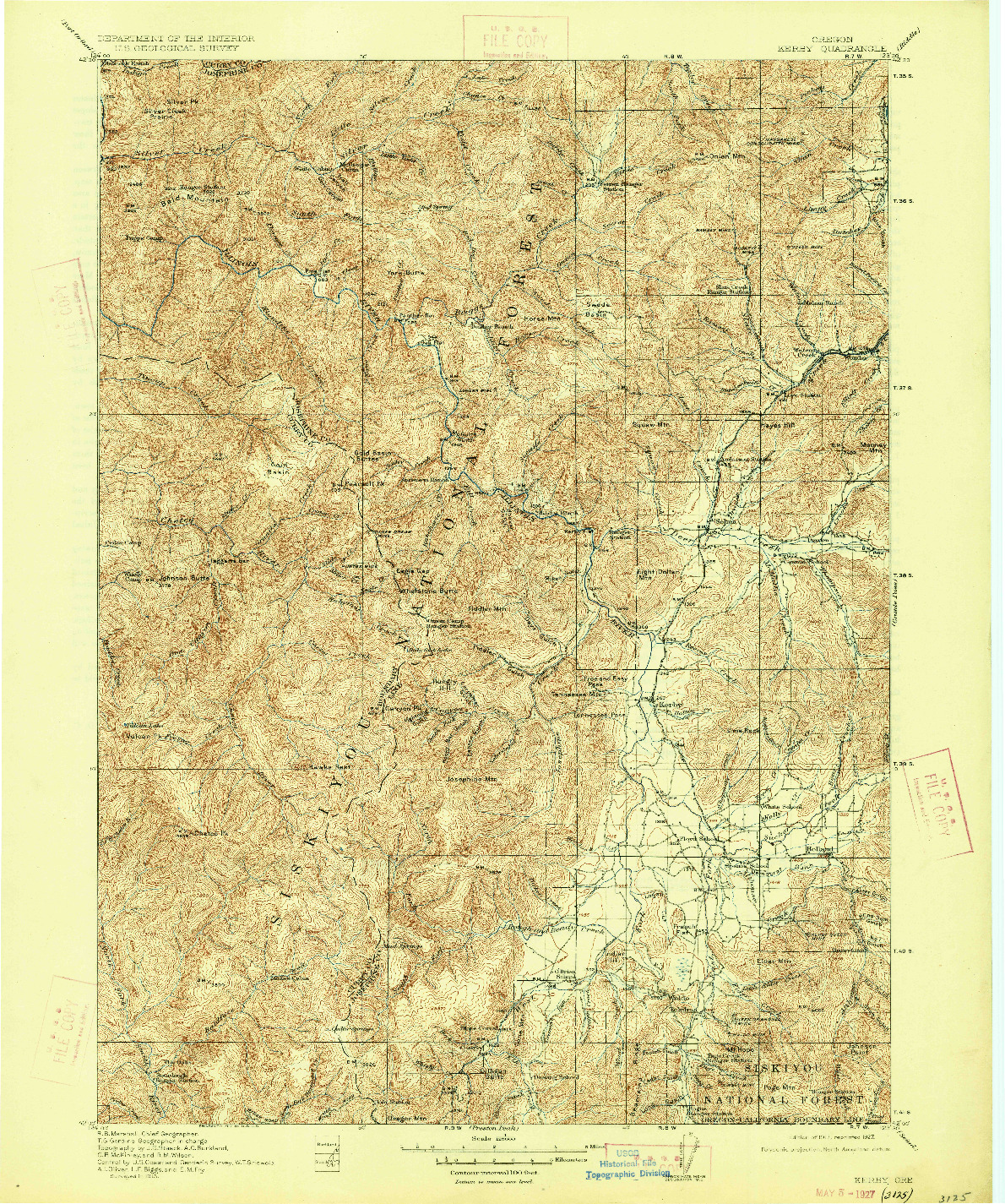 USGS 1:125000-SCALE QUADRANGLE FOR KERBY, OR 1917