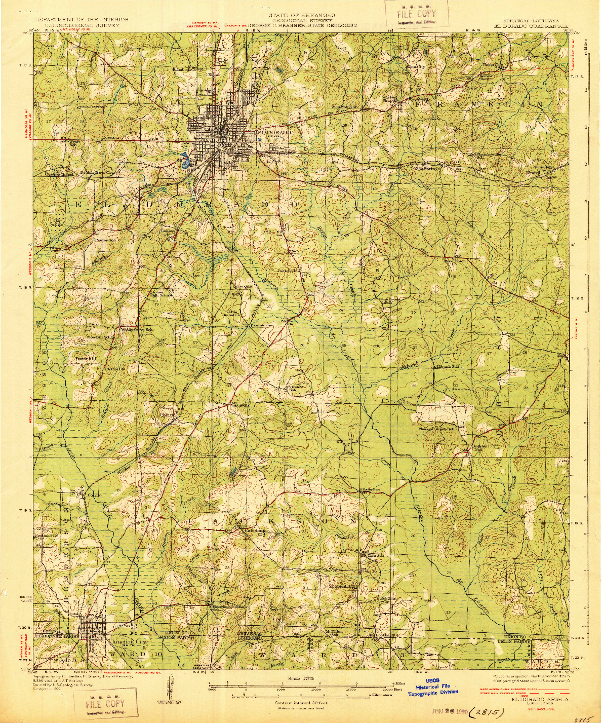 USGS 1:62500-SCALE QUADRANGLE FOR EL DORADO, AR 1927