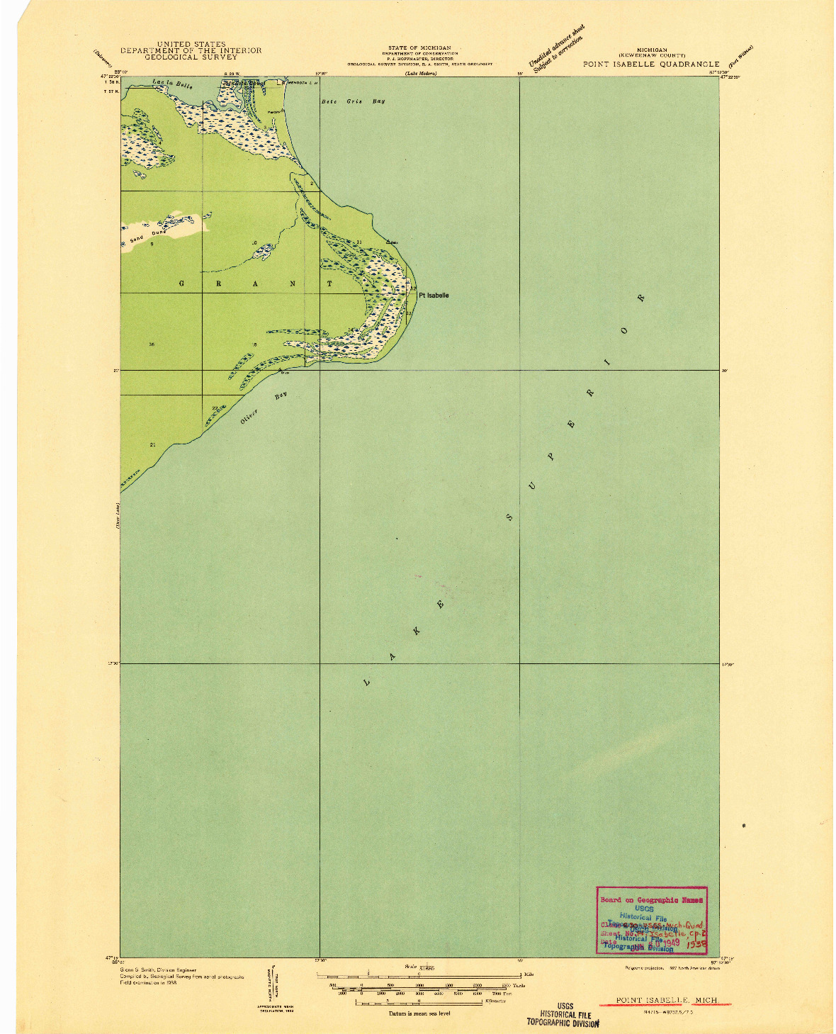 USGS 1:31680-SCALE QUADRANGLE FOR POINT ISABELLE, MI 1927