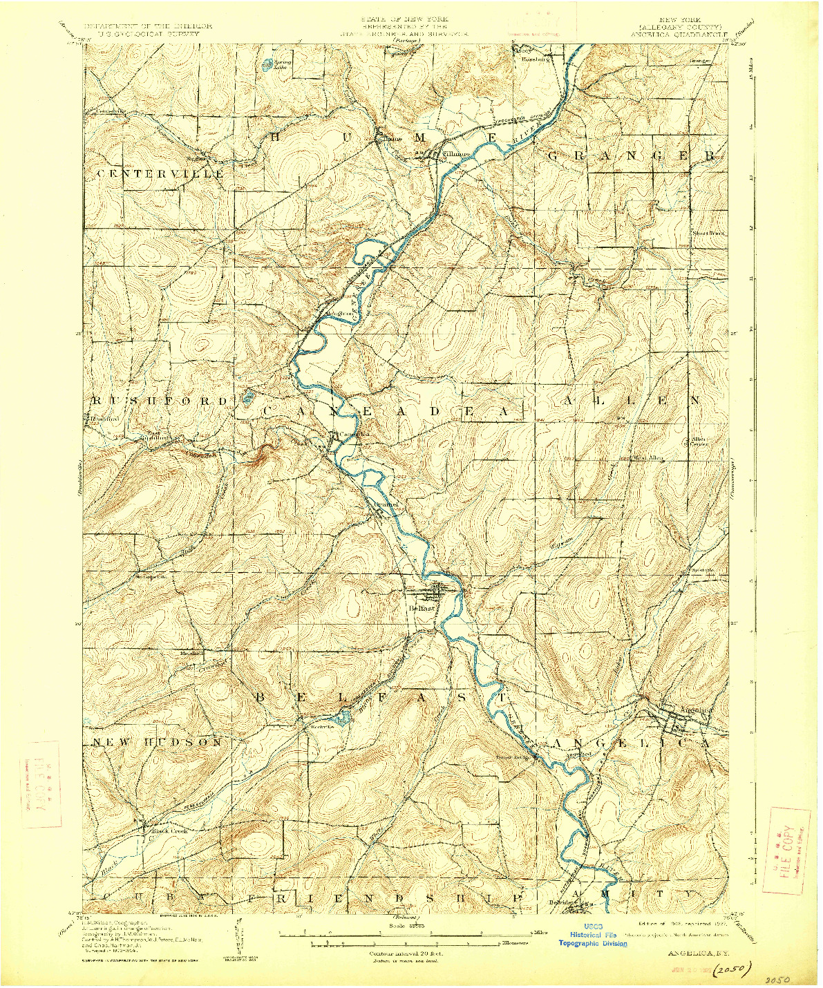 USGS 1:62500-SCALE QUADRANGLE FOR ANGELICA, NY 1906