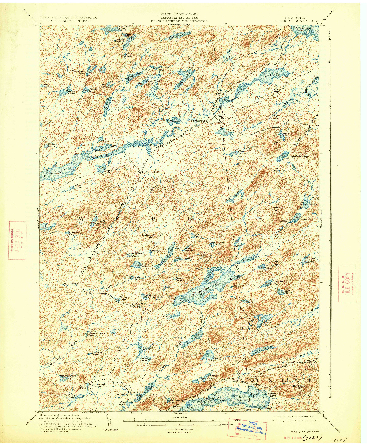 USGS 1:62500-SCALE QUADRANGLE FOR BIG MOOSE, NY 1903