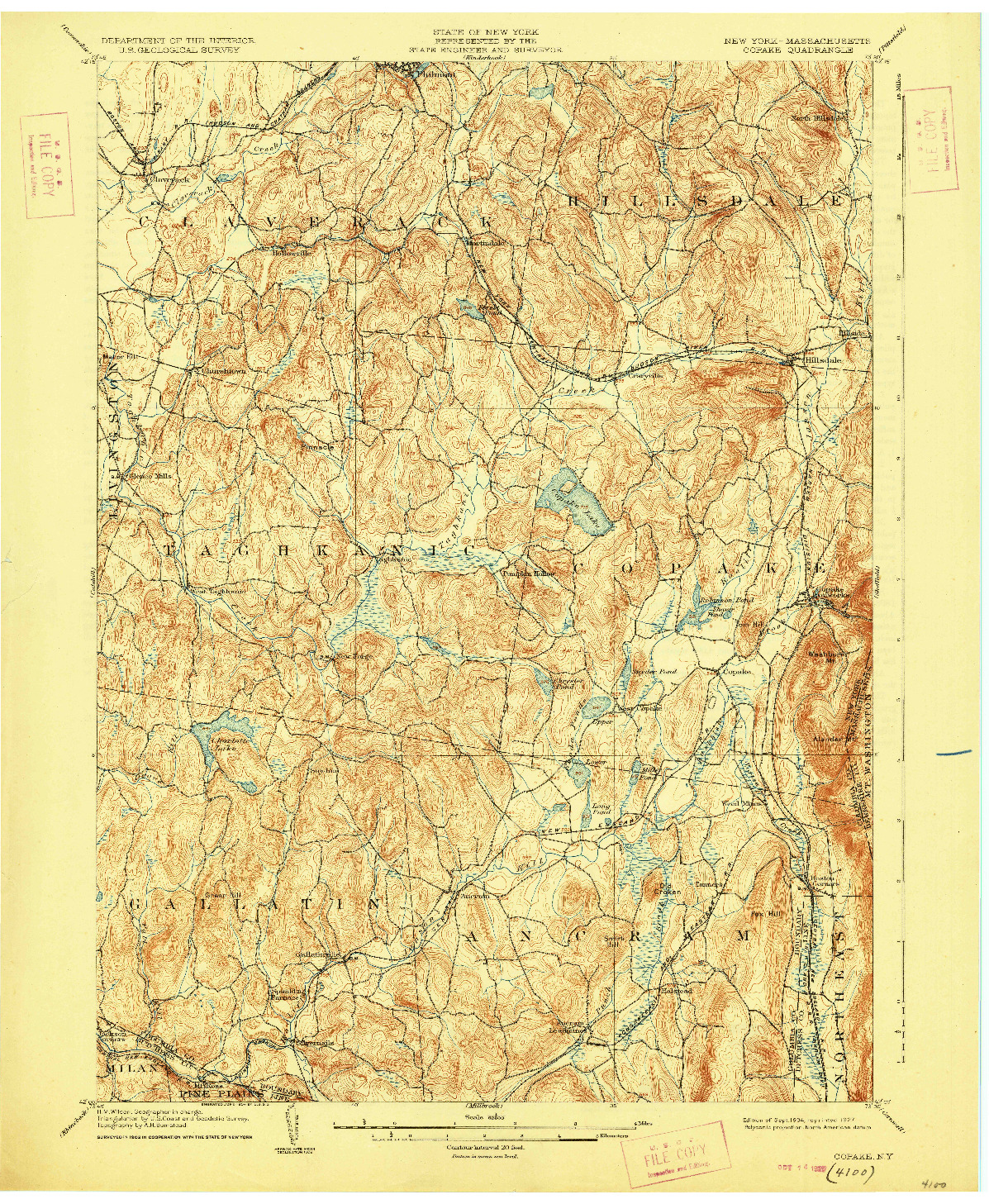 USGS 1:62500-SCALE QUADRANGLE FOR COPAKE, NY 1904