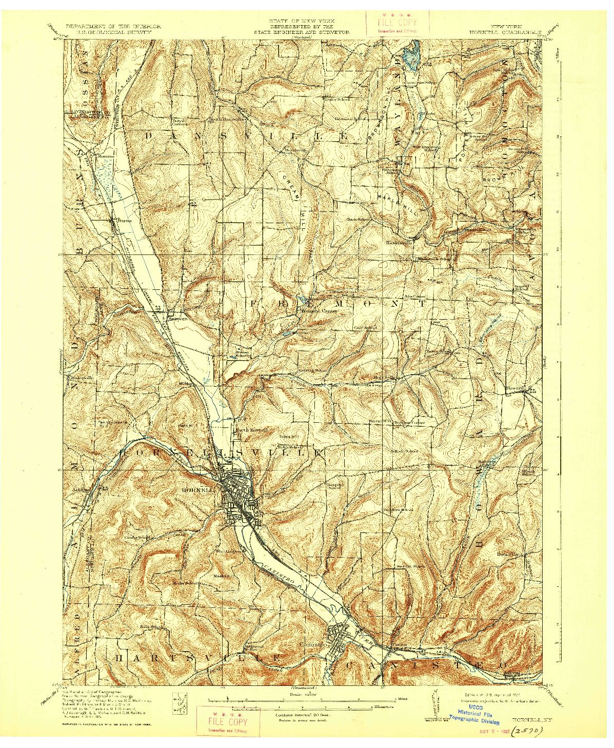 USGS 1:62500-SCALE QUADRANGLE FOR HORNELL, NY 1918