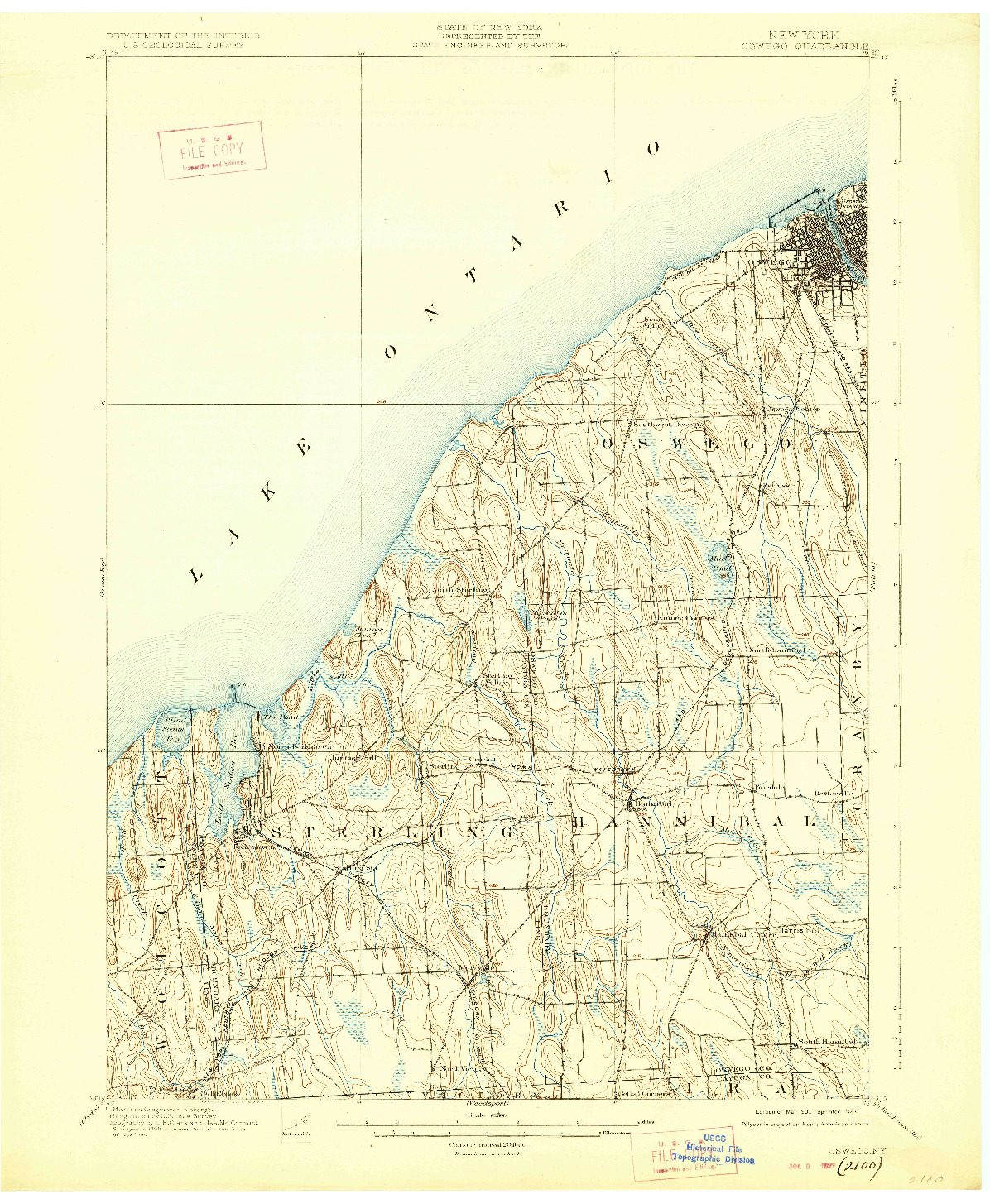 USGS 1:62500-SCALE QUADRANGLE FOR OSWEGO, NY 1900
