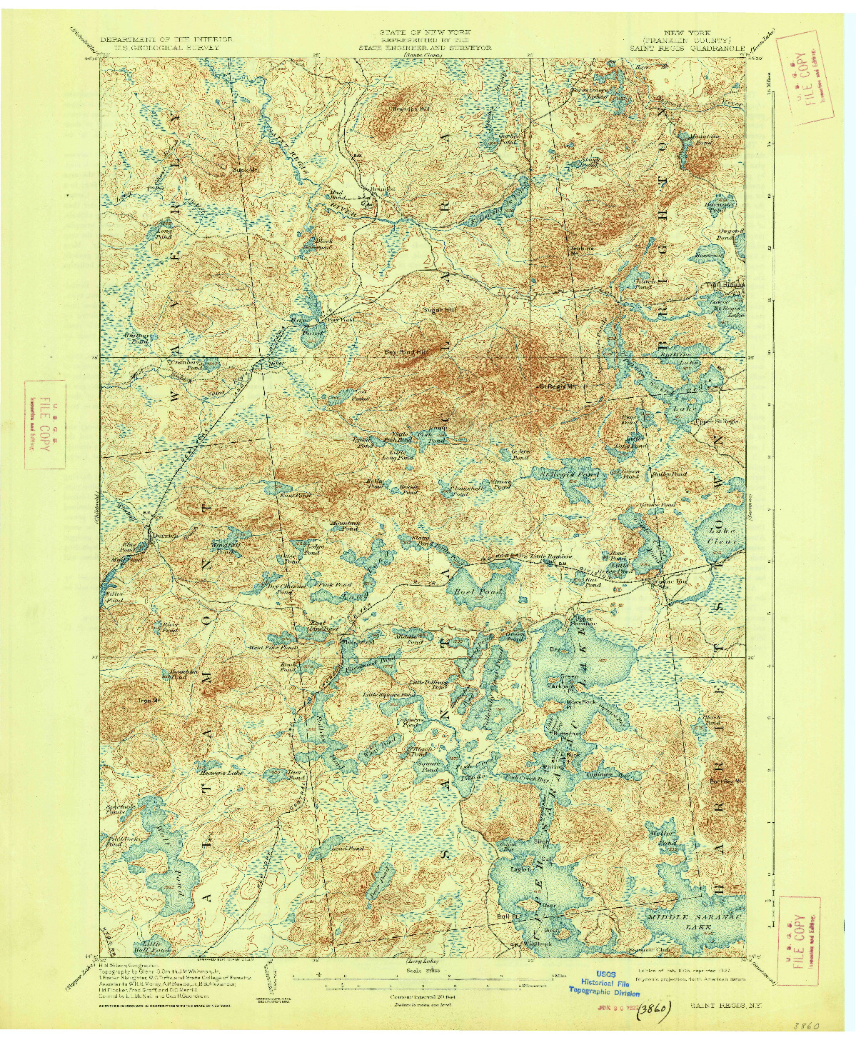 USGS 1:62500-SCALE QUADRANGLE FOR SAINT REGIS, NY 1905
