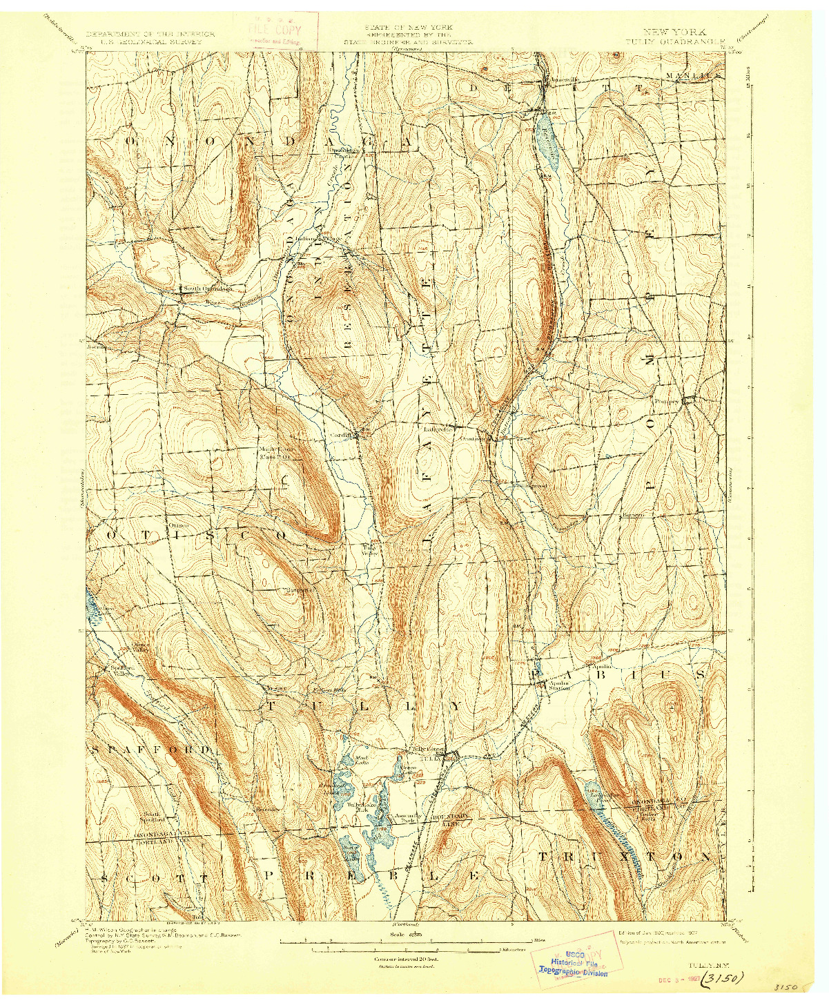 USGS 1:62500-SCALE QUADRANGLE FOR TULLY, NY 1900