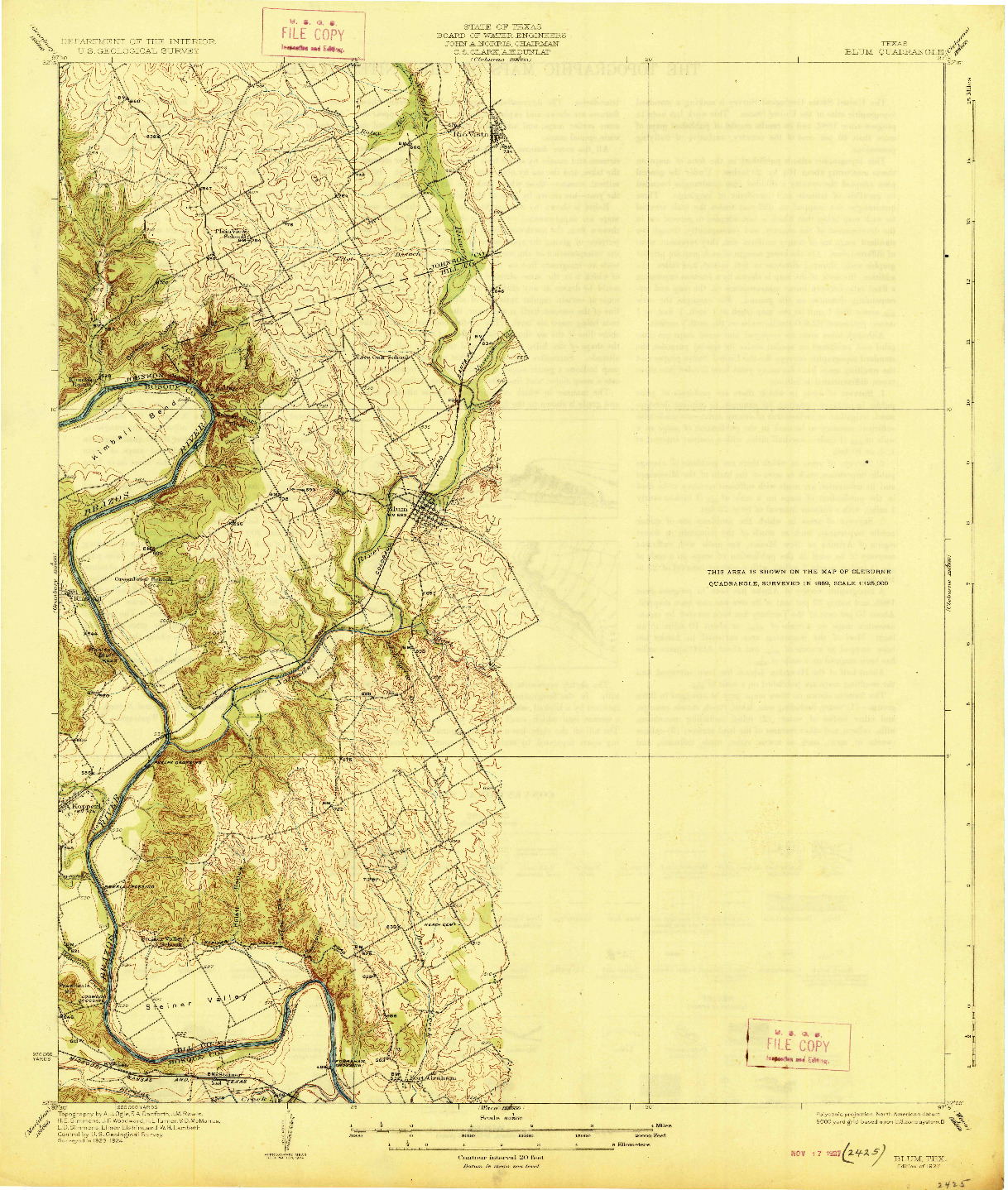 USGS 1:62500-SCALE QUADRANGLE FOR BLUM, TX 1927
