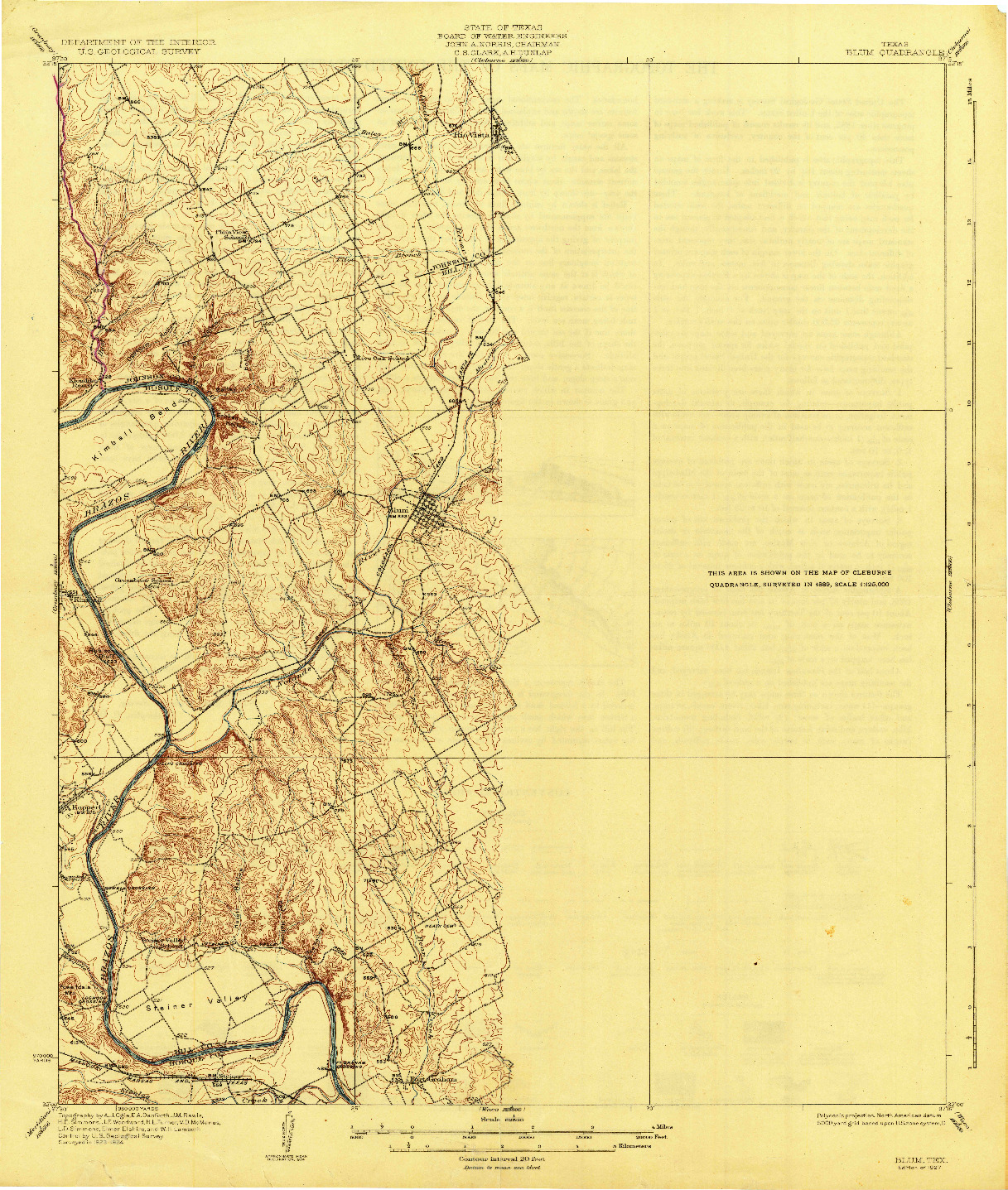 USGS 1:62500-SCALE QUADRANGLE FOR BLUM, TX 1927