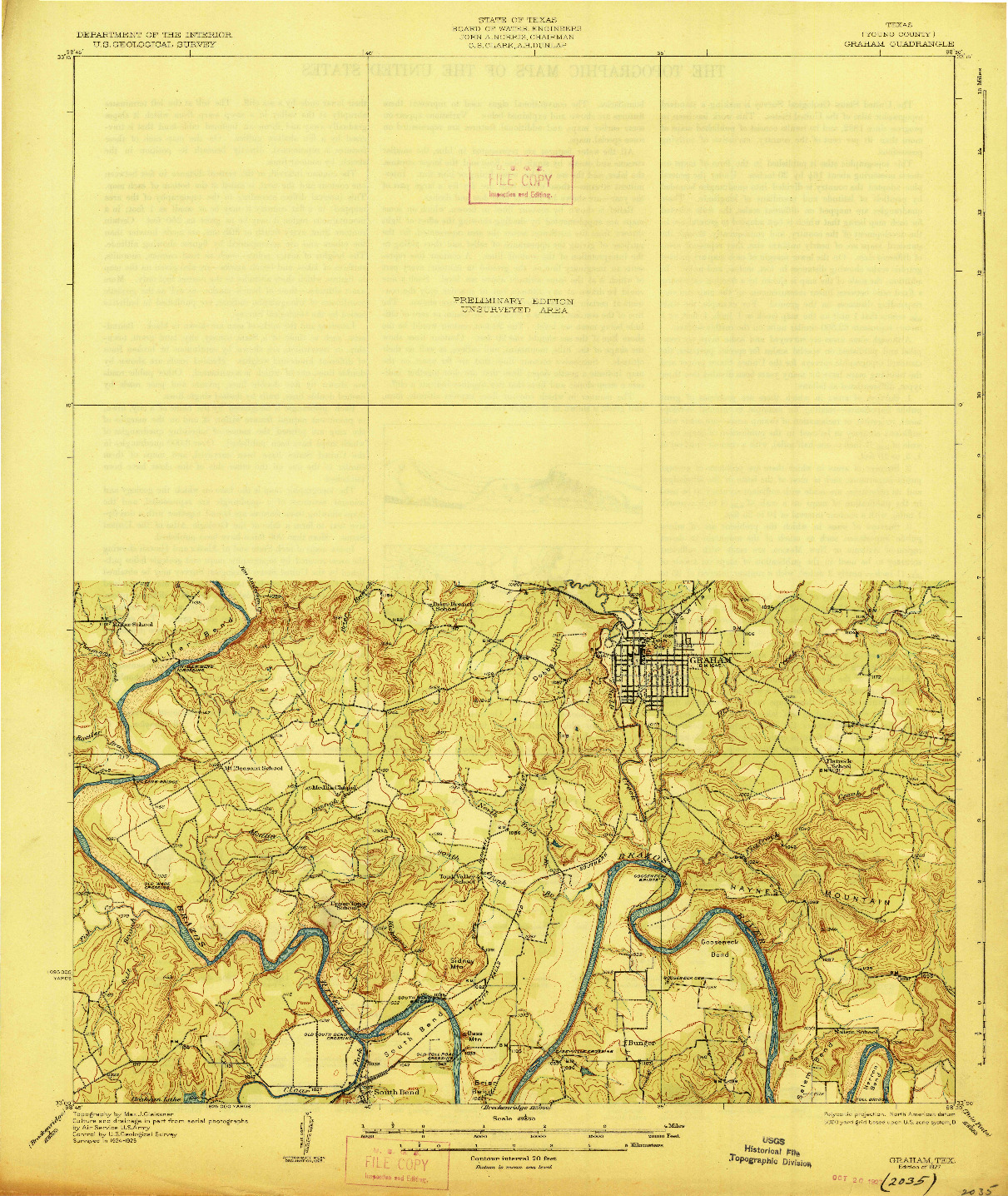USGS 1:62500-SCALE QUADRANGLE FOR GRAHAM, TX 1927