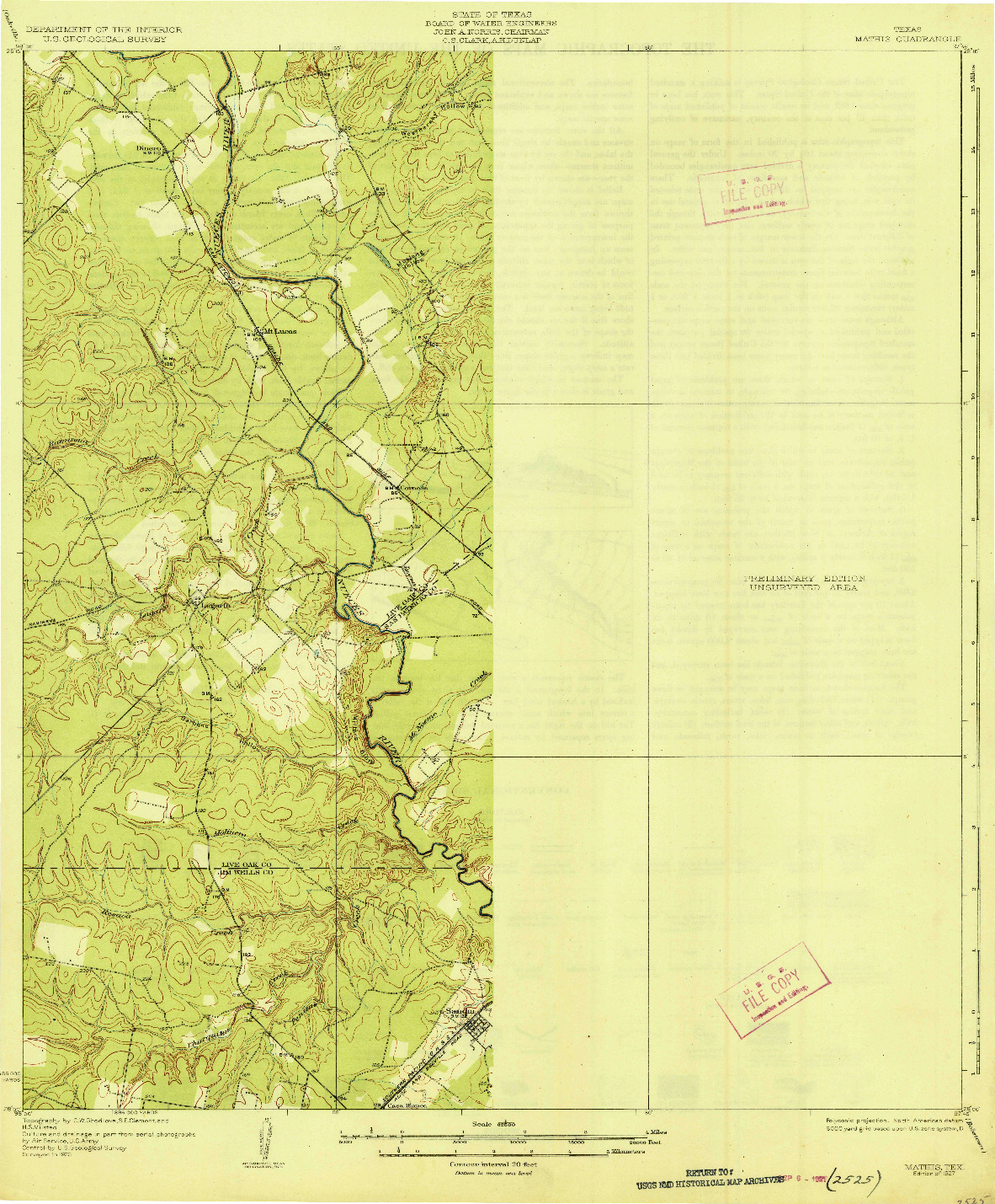 USGS 1:62500-SCALE QUADRANGLE FOR MATHIS, TX 1927