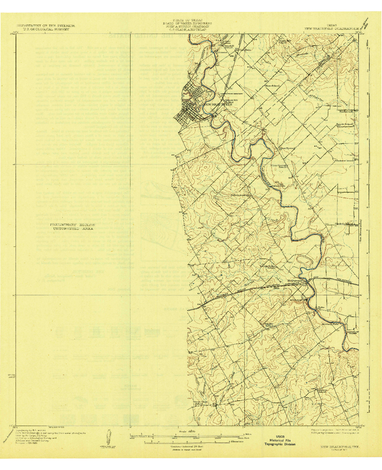 USGS 1:62500-SCALE QUADRANGLE FOR NEW BRAUNFELS, TX 1927