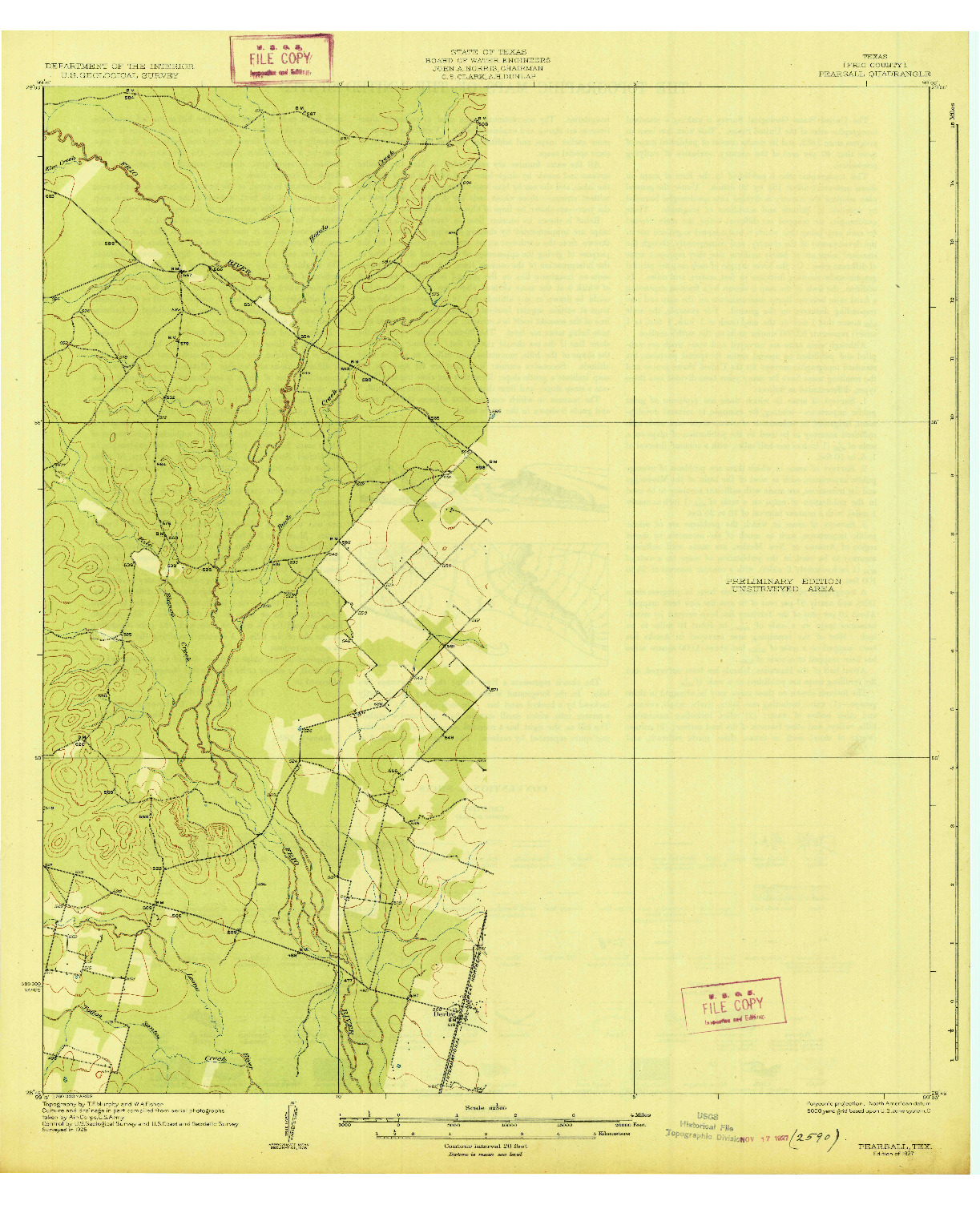 USGS 1:62500-SCALE QUADRANGLE FOR PEARSALL, TX 1927