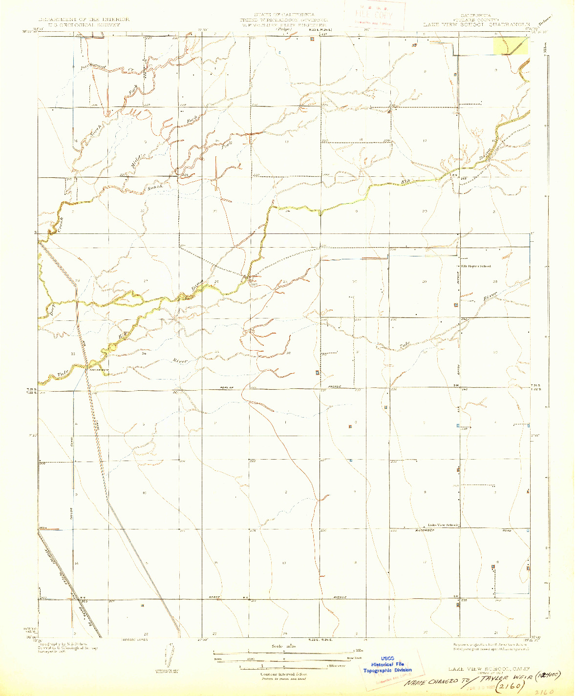 USGS 1:31680-SCALE QUADRANGLE FOR LAKE VIEW SCHOOL, CA 1927