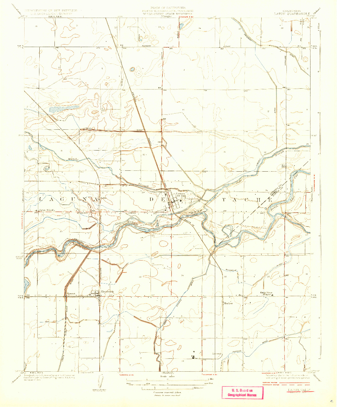 USGS 1:31680-SCALE QUADRANGLE FOR LATON, CA 1927