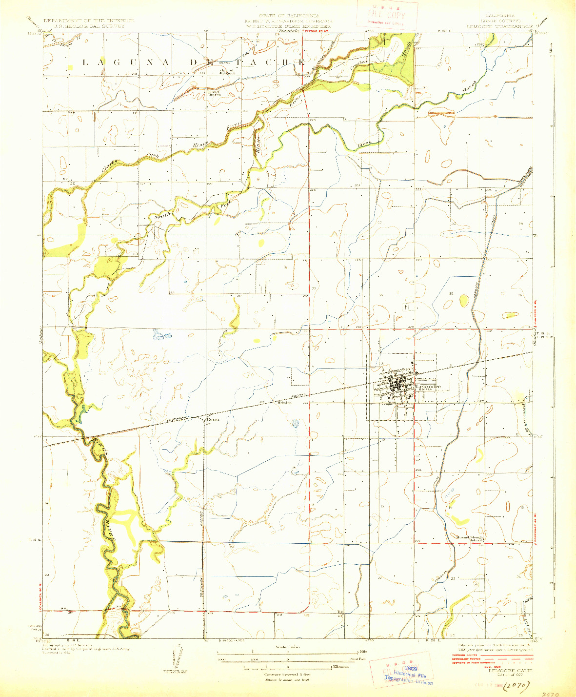 USGS 1:31680-SCALE QUADRANGLE FOR LEMOORE, CA 1927