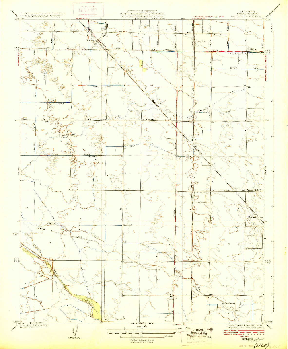 USGS 1:31680-SCALE QUADRANGLE FOR MONSON, CA 1927