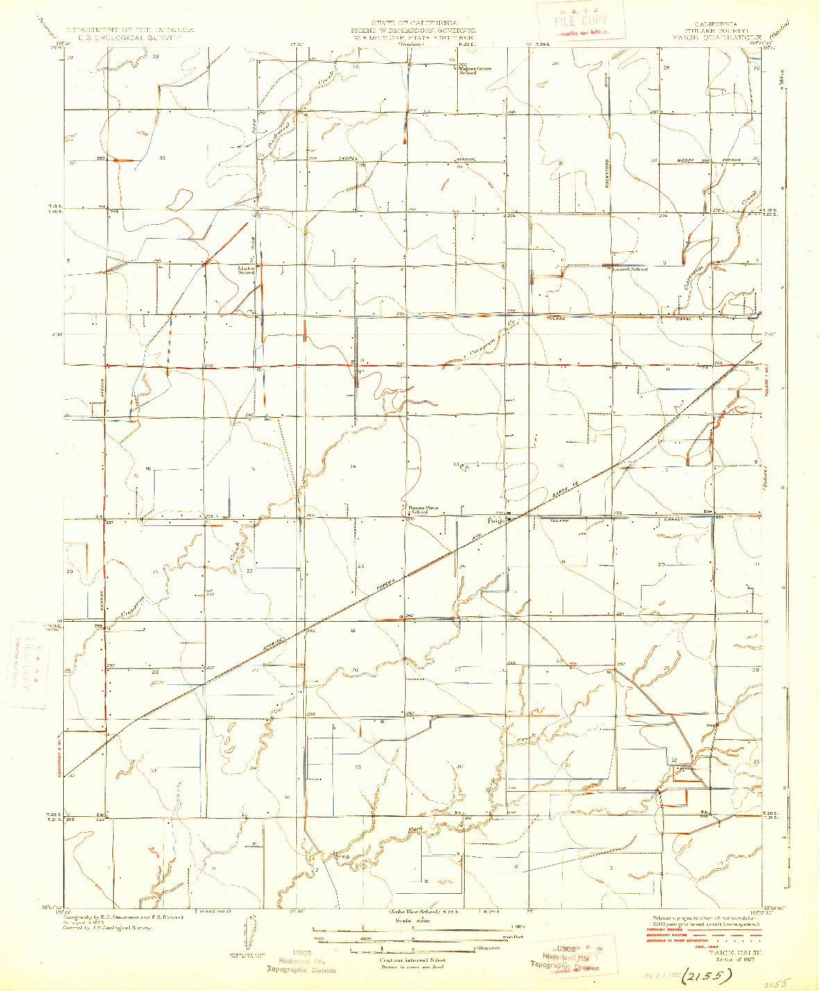 USGS 1:31680-SCALE QUADRANGLE FOR PAIGE, CA 1927