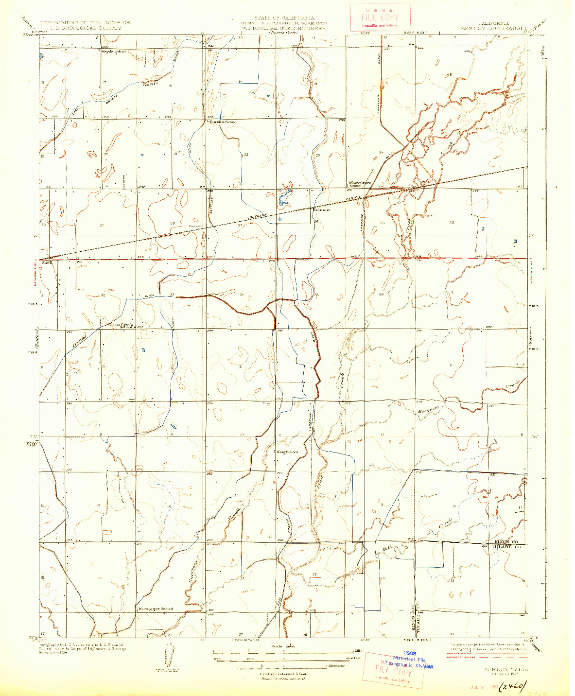 USGS 1:31680-SCALE QUADRANGLE FOR REMNOY, CA 1927