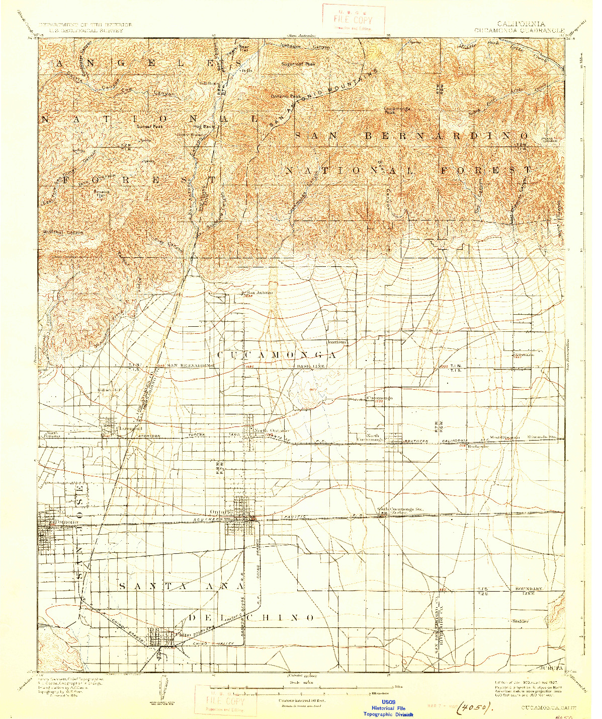 USGS 1:62500-SCALE QUADRANGLE FOR CUCAMONGA, CA 1903