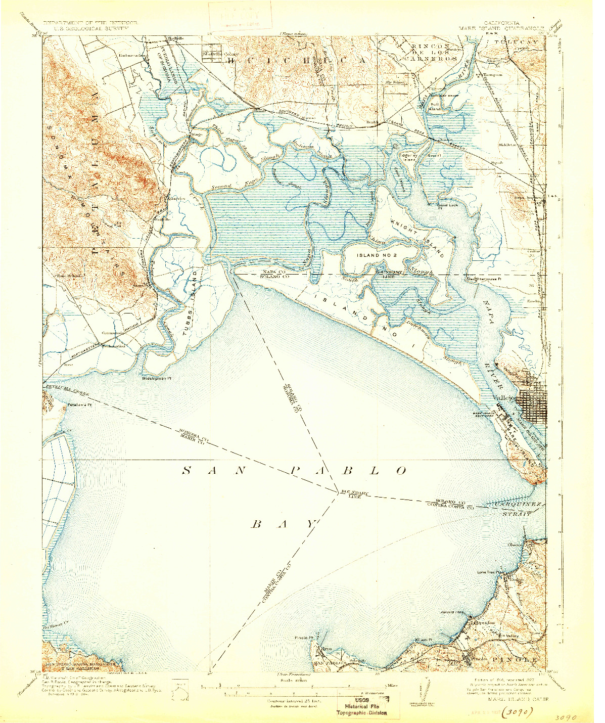 USGS 1:62500-SCALE QUADRANGLE FOR MARE ISLAND, CA 1916