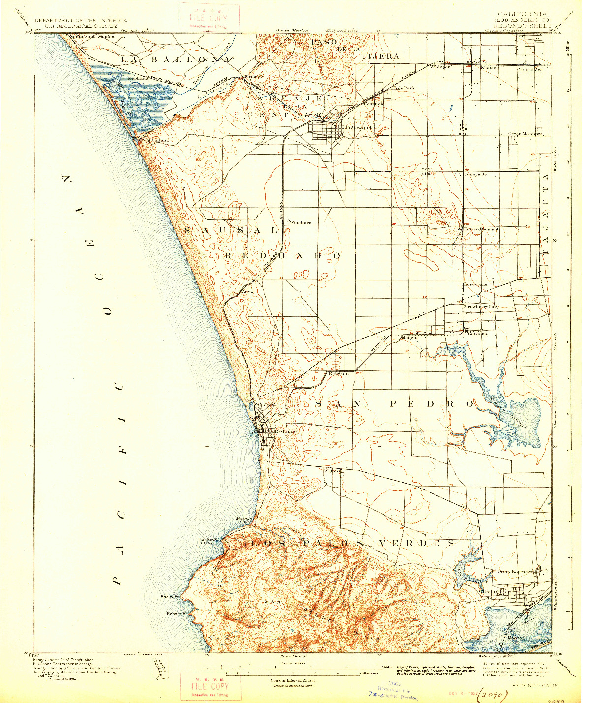 USGS 1:62500-SCALE QUADRANGLE FOR REDONDO, CA 1896