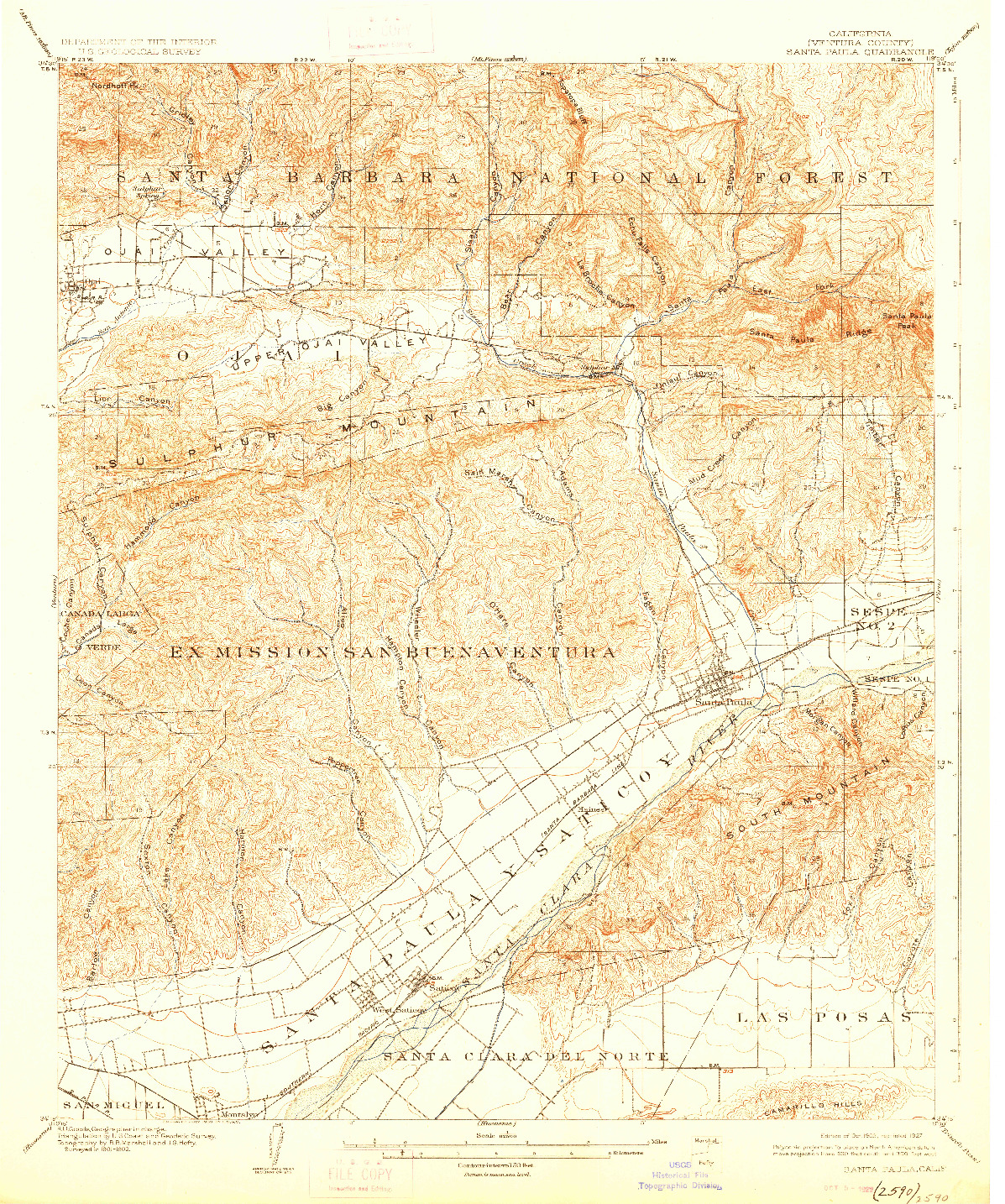 USGS 1:62500-SCALE QUADRANGLE FOR SANTA PAULA, CA 1903