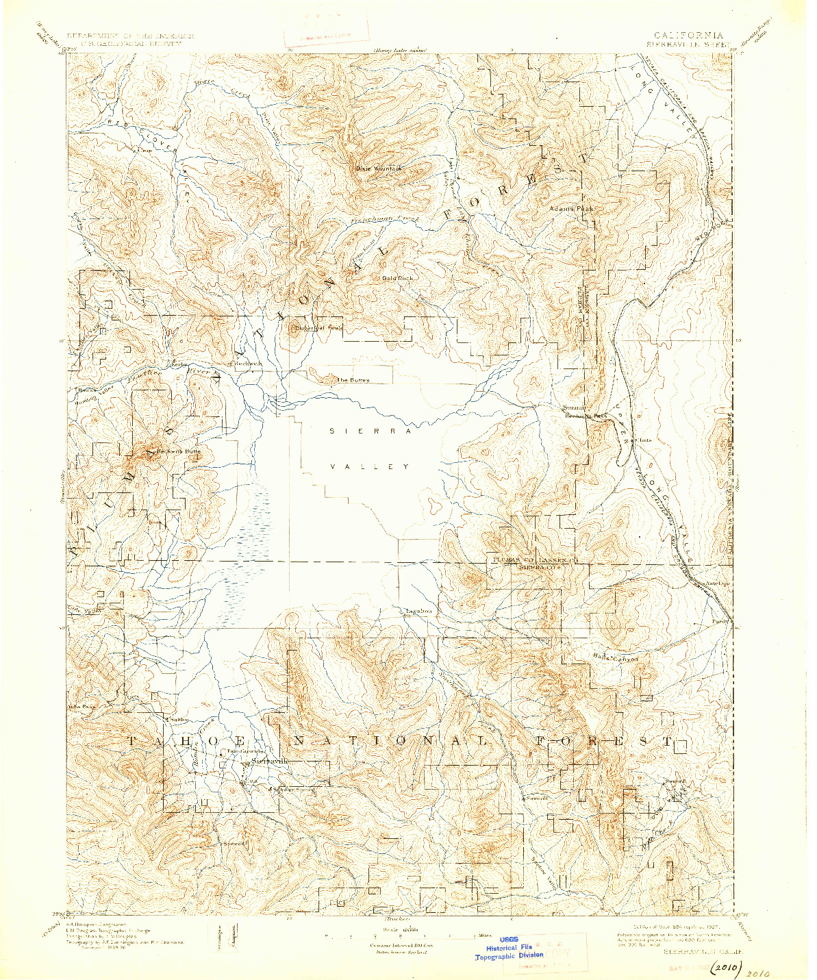 USGS 1:125000-SCALE QUADRANGLE FOR SIERRAVILLE, CA 1894